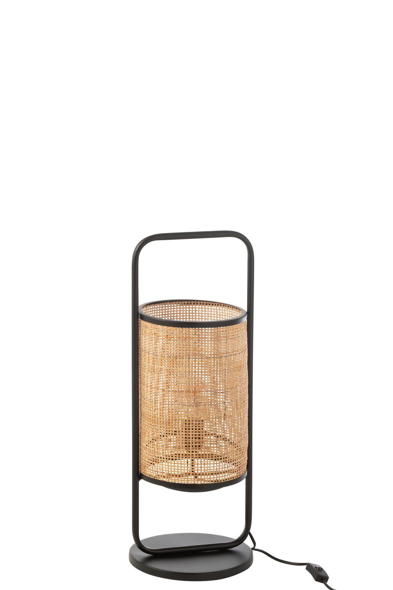 Lamp On Foot Elton Metal/Rattan Black/Natural Small