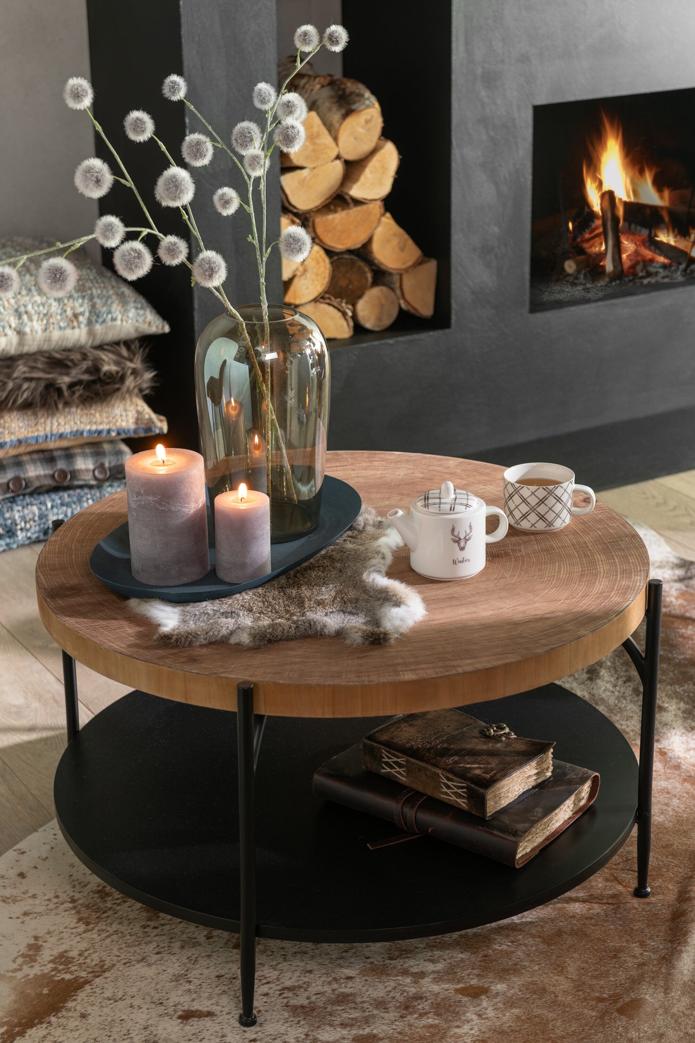 Couchtisch Voni MDF/Eisen Schwarz/Natur