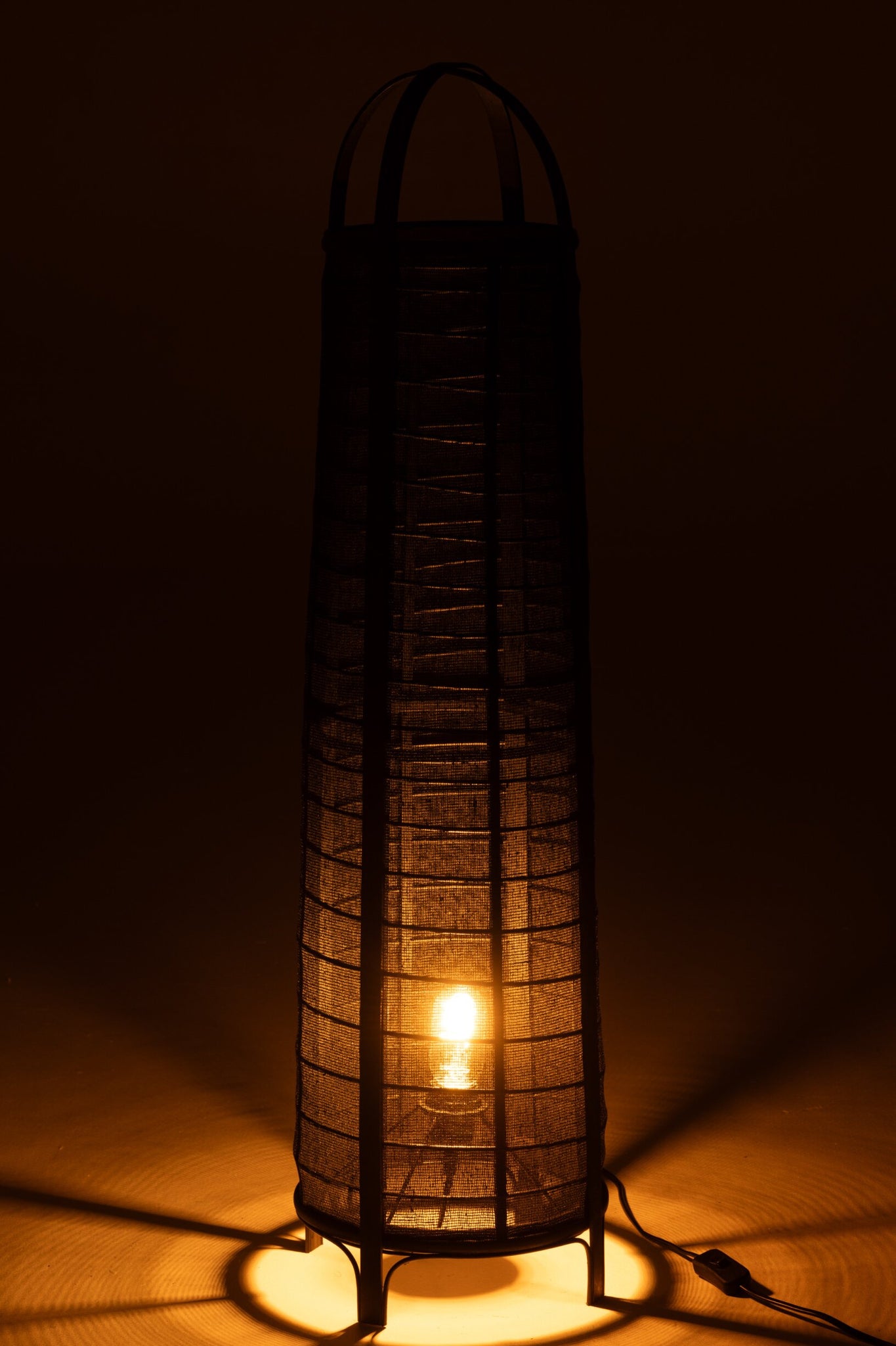 Don vloerlamp – bamboe/katoen, zwart