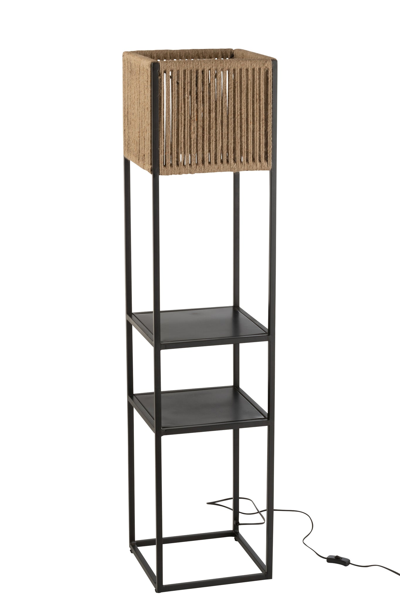 Lamp Square Iron/Jute Natural/Black