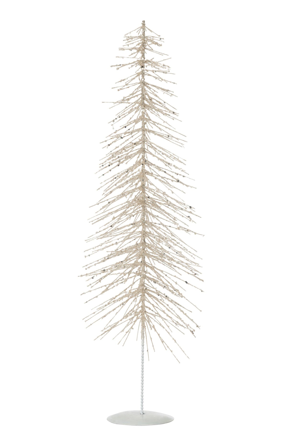 Decoratieve kerstboom glitter – metaal en kunststof, wit en zilver, 58 cm