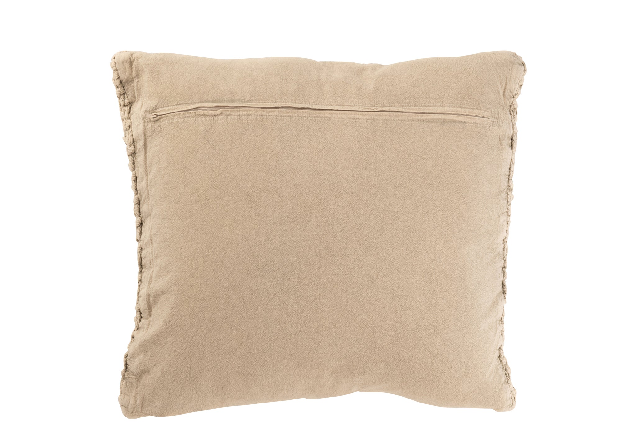 Cushion Knitted+Braid Cotton Washed Beige