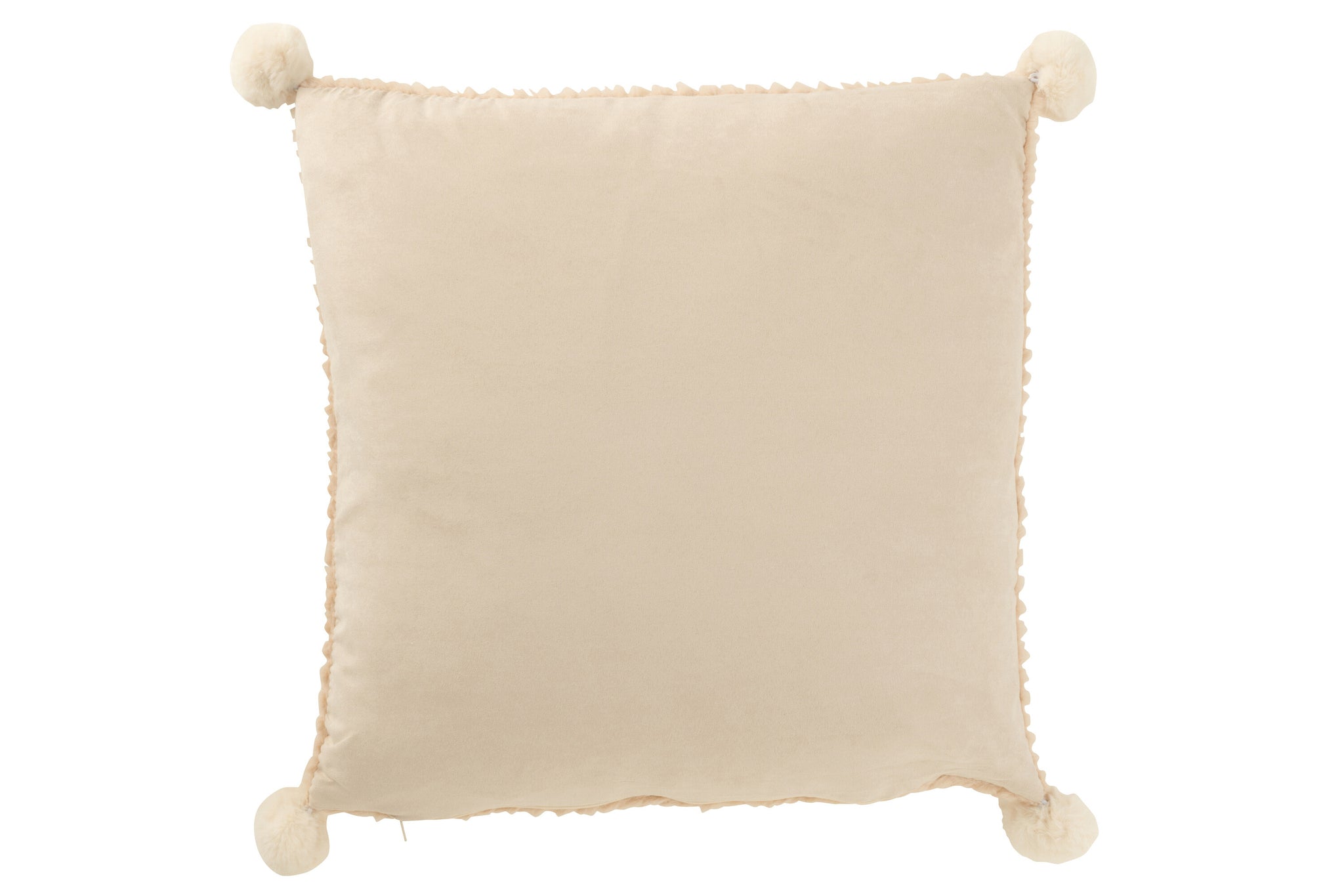 Kissen mit weichen Pompons, Polyester, Beige