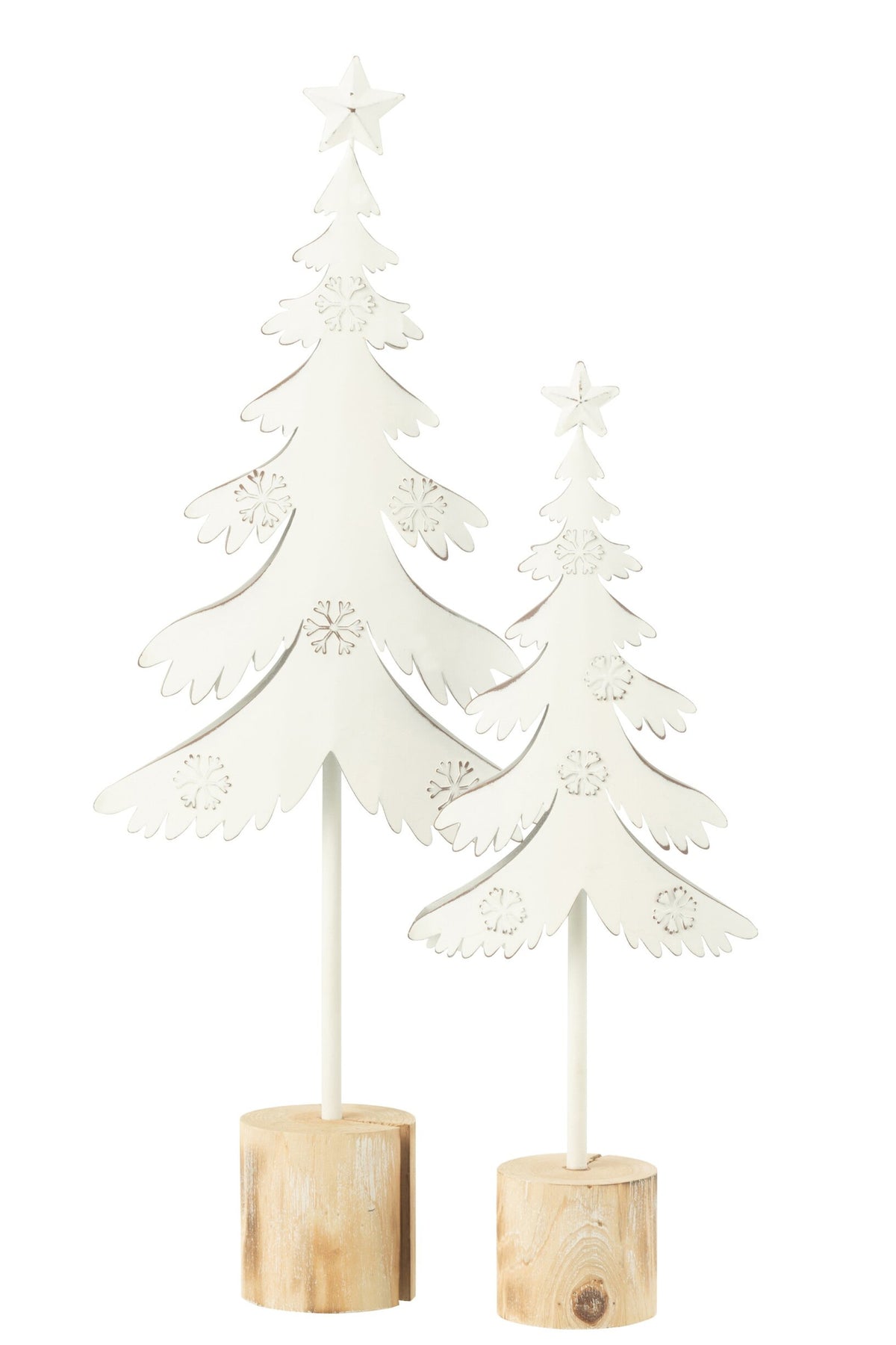 Kerstboom met ster op voet – ijzer en eucalyptushout, wit, 52 cm