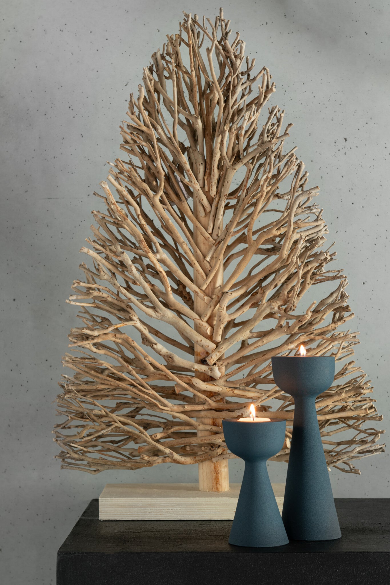 Candle Holder Cone Aluminum Blue Small