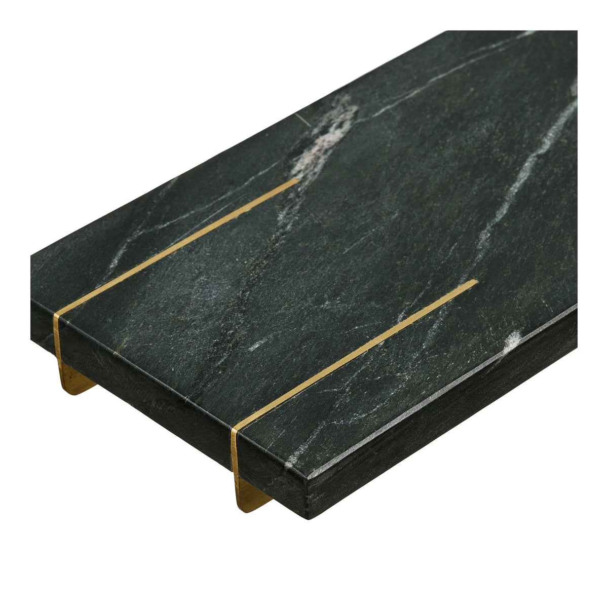 Dienblad Diu – marmer en messing, zwart met messing, 38x12,5 cm