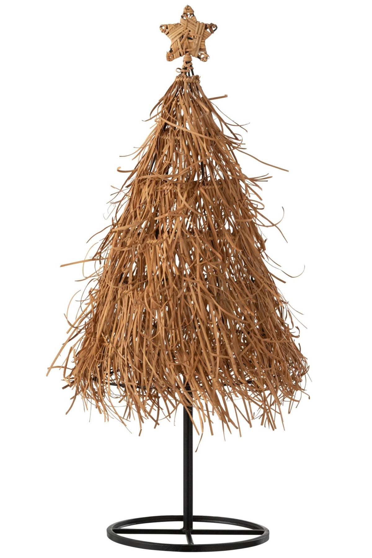 Kerstboom met ster rotan groot – rotan en ijzer, naturel, 89 cm