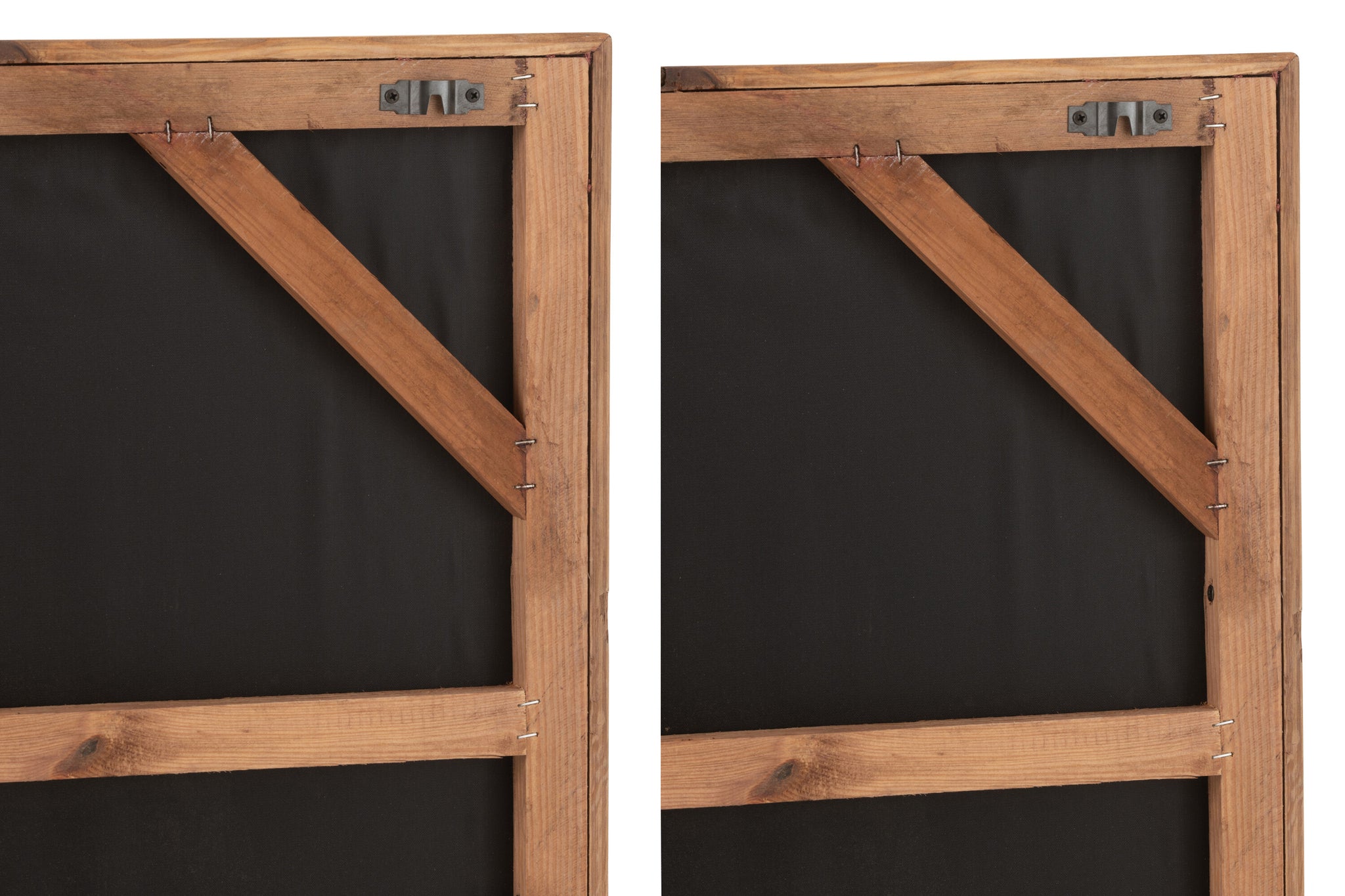 Wall Decoration Rob Pine Wood/Canvas White/Natural Assortment Of 2