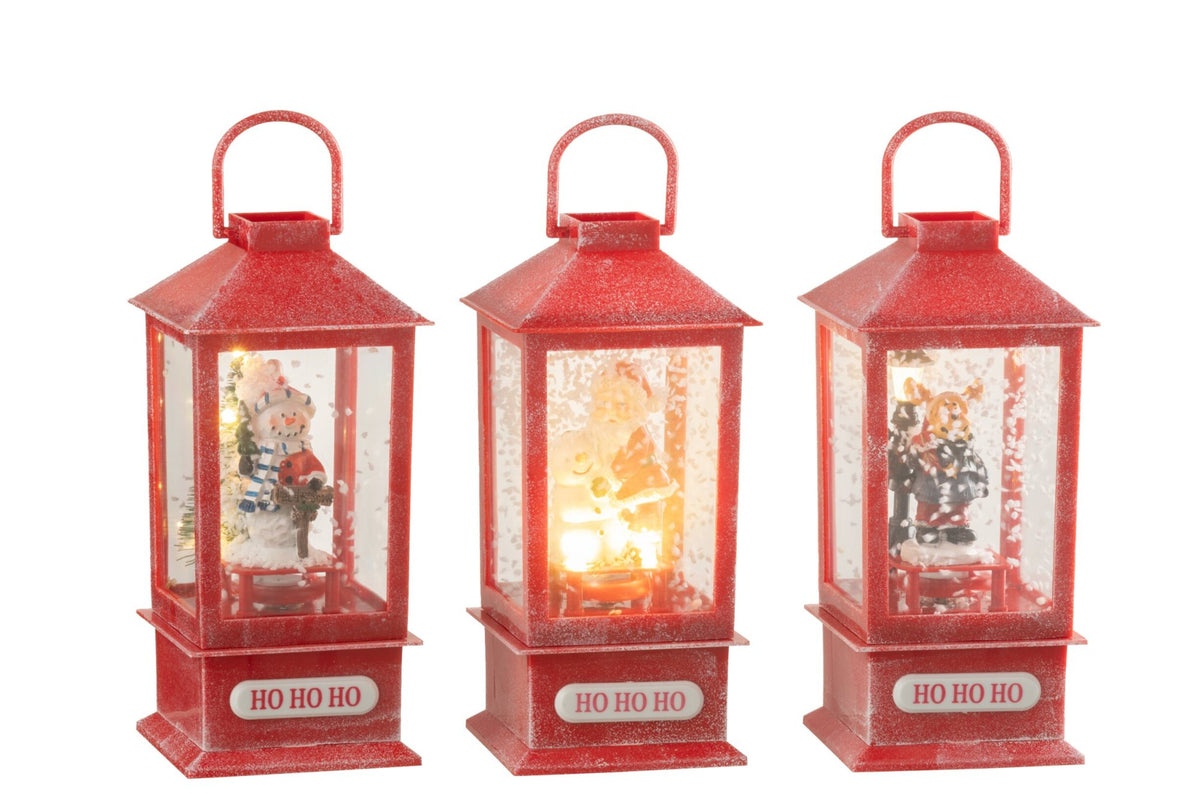 Sneeuwbol lantaarn met LED – set van 3, polyresin en kunststof, meerkleurig, 19 cm