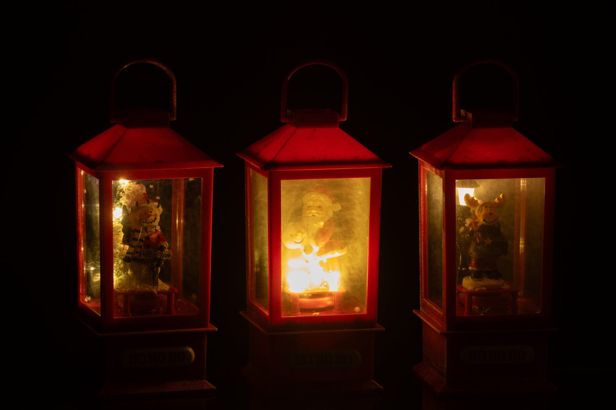 Sneeuwbol lantaarn met LED – set van 3, polyresin en kunststof, meerkleurig, 19 cm