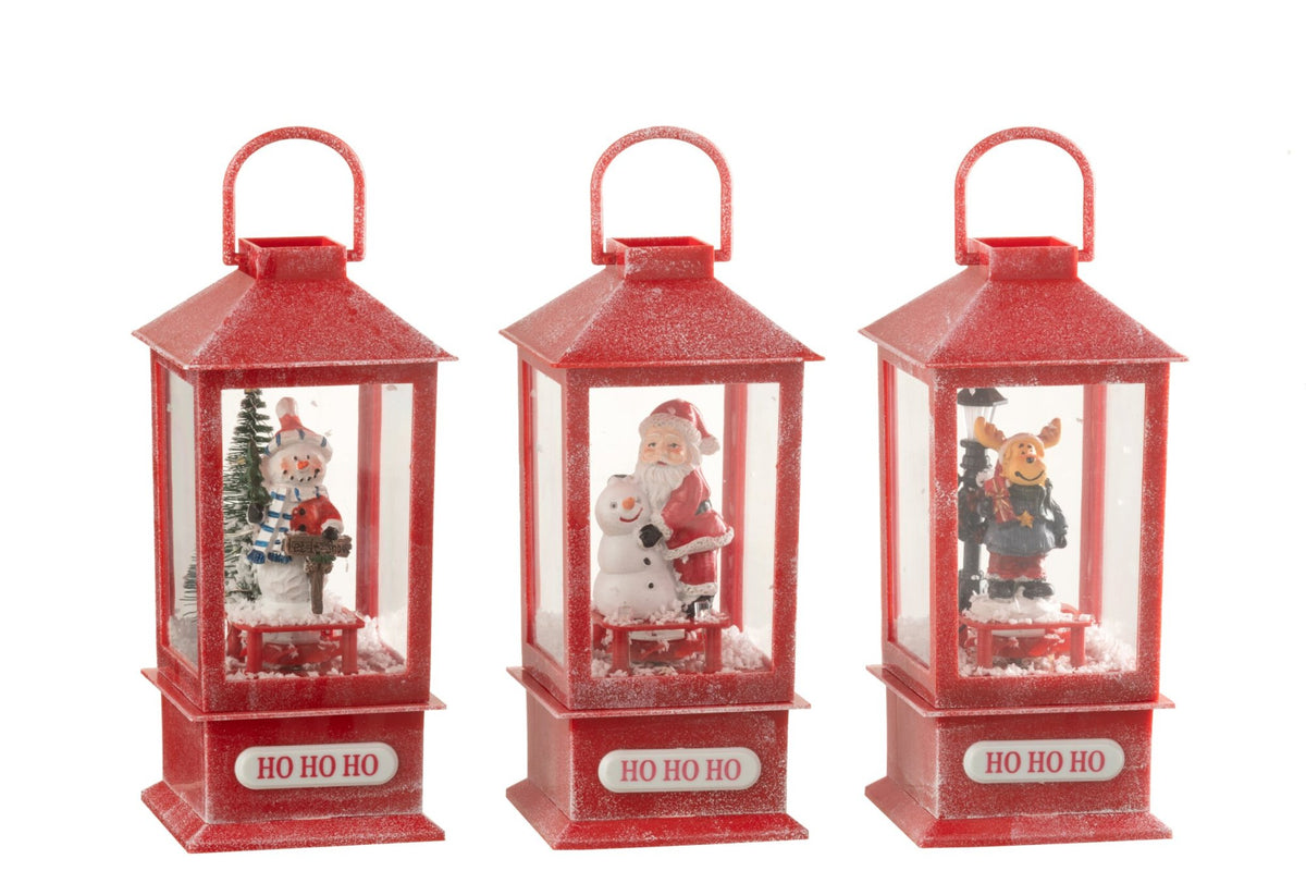 Sneeuwbol lantaarn met LED – set van 3, polyresin en kunststof, meerkleurig, 19 cm