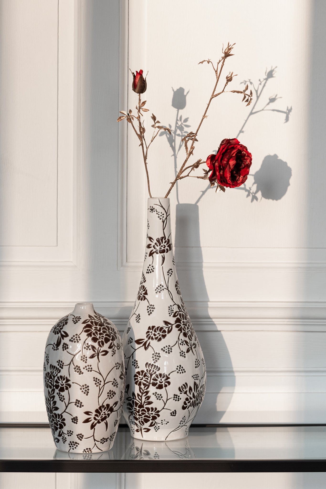 Vase Zen Oval Porcelain White/Black