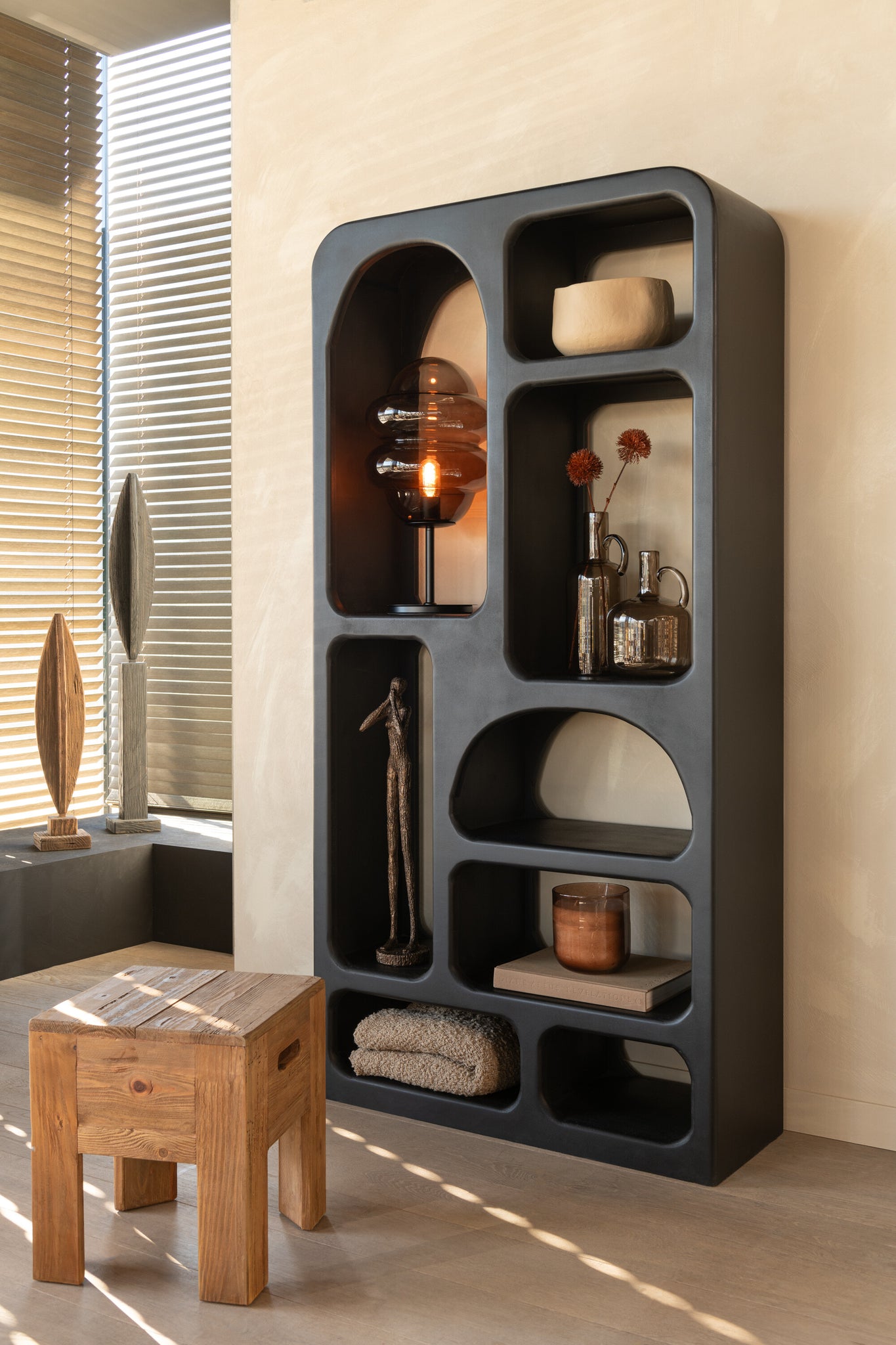 Vase 1 Handle Glass Grey