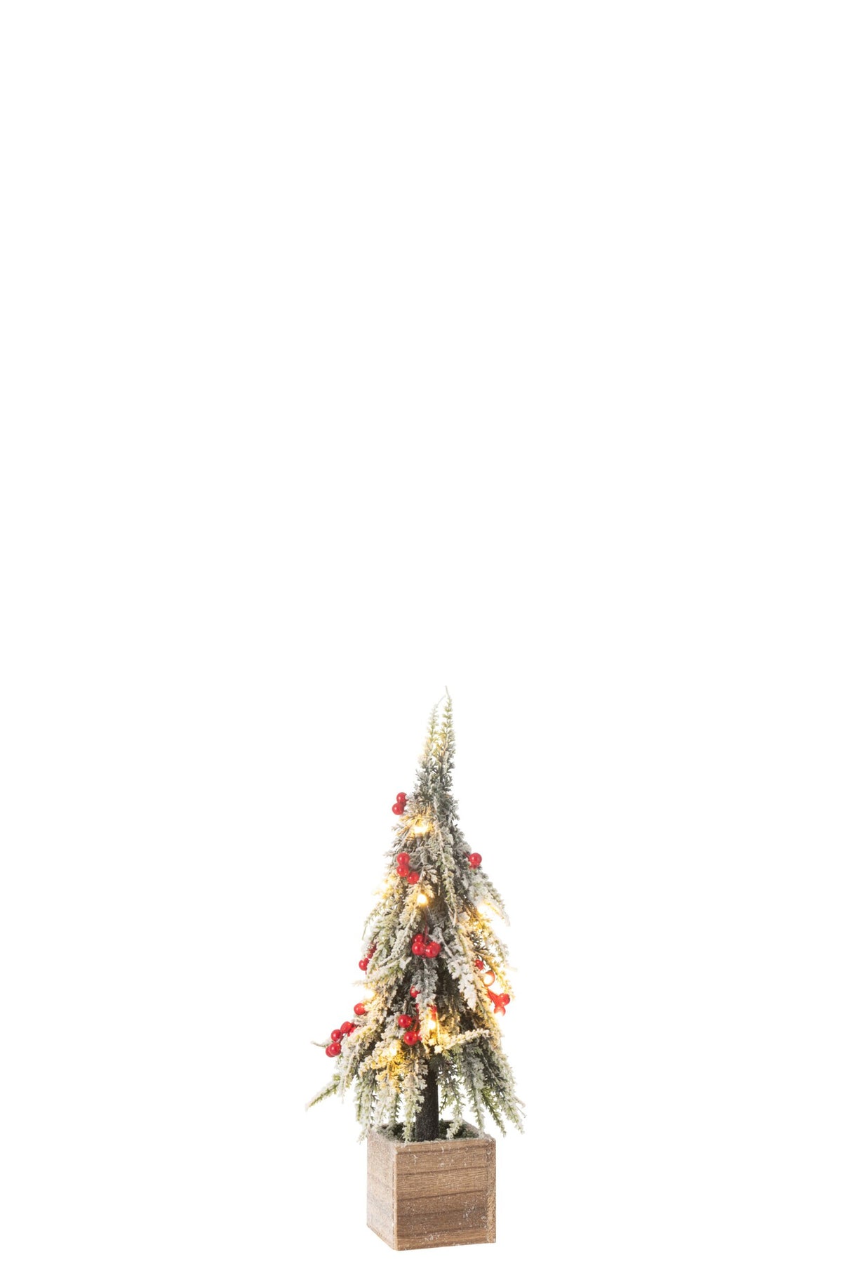 Kerstboompje besneeuwd met LED – kunststof, groen en rood, 40 cm