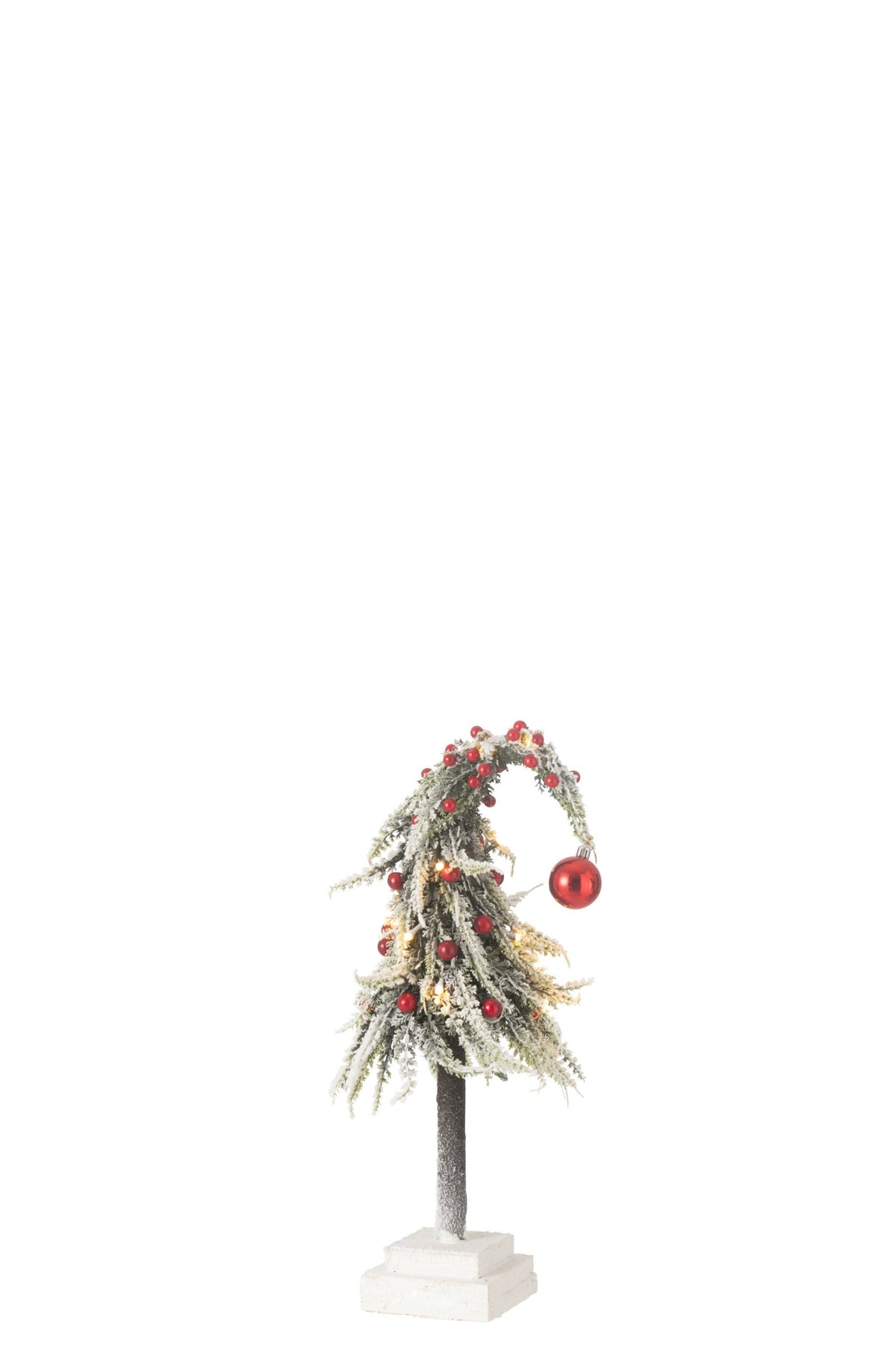 Kerstboompje besneeuwd Hat met LED – kunststof, groen en rood, 45 cm