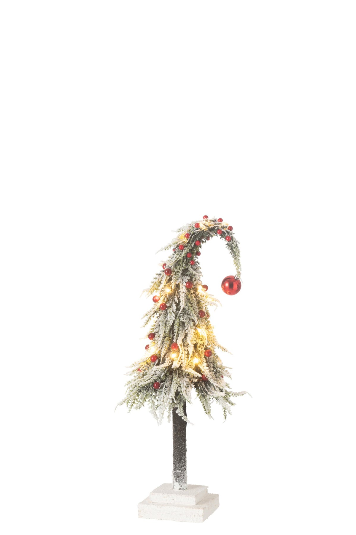 Kerstboompje besneeuwd Hat met LED – kunststof, groen en rood, 55 cm