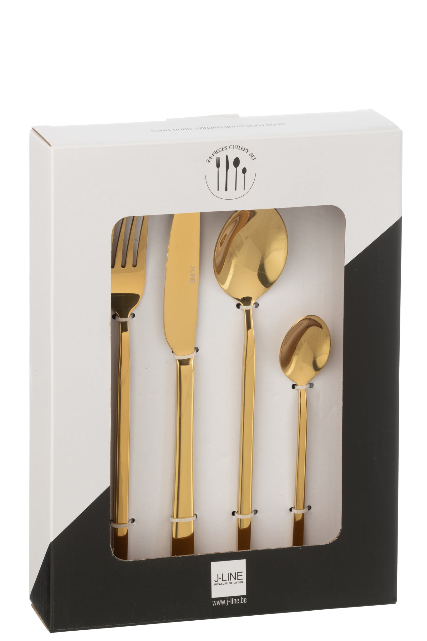 Box Cutlery B 24 Pieces Stainless Steel Shiny Gold