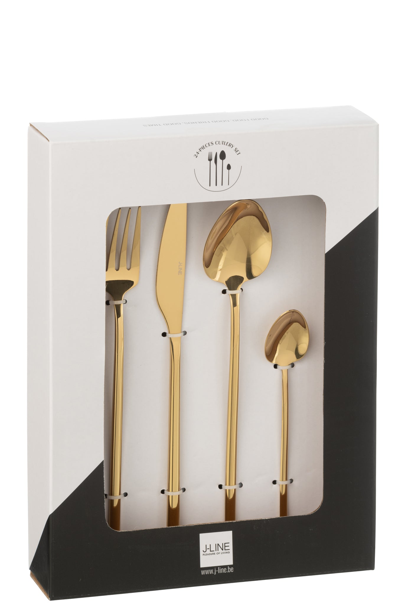 Box Cutlery C 24 Pieces Stainless Steel Shiny Gold