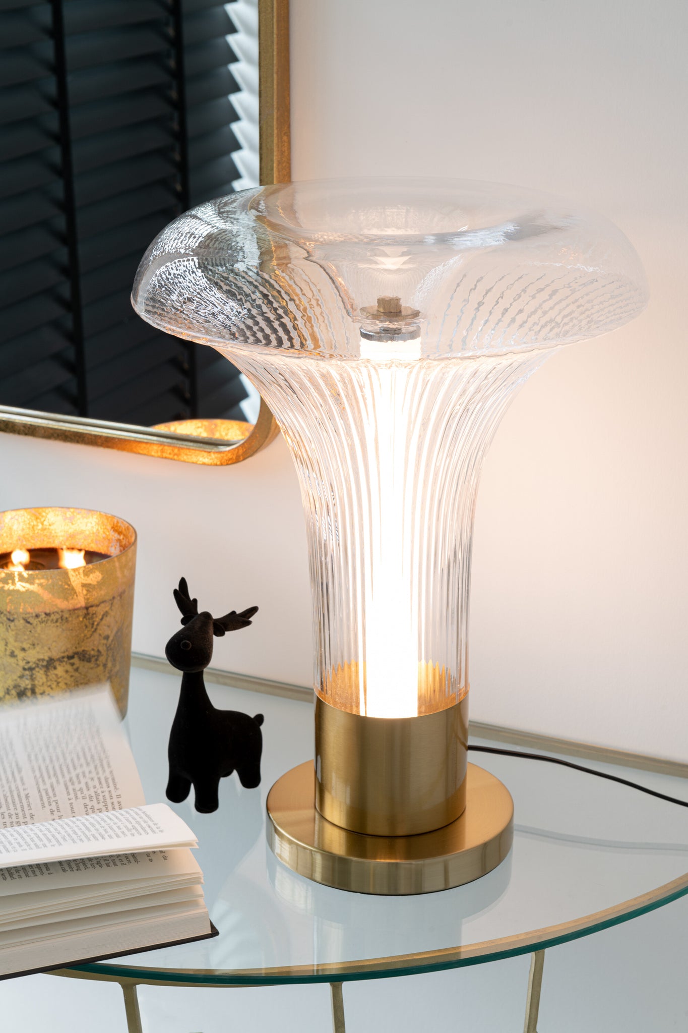 Table Lamp Led Gold Metal/Glass Transparent