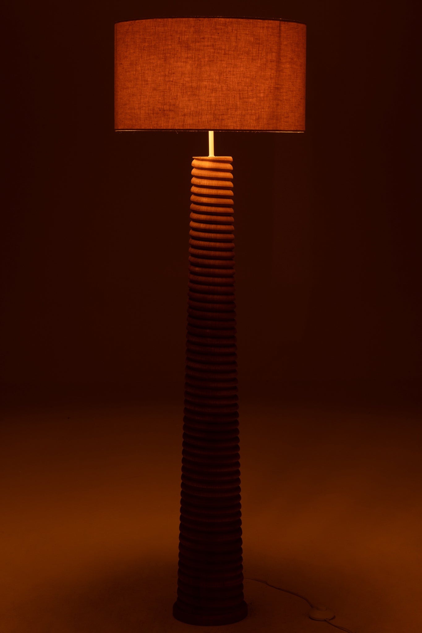 Vloerlamp gedraaid – ailanthushout, naturel/grijs