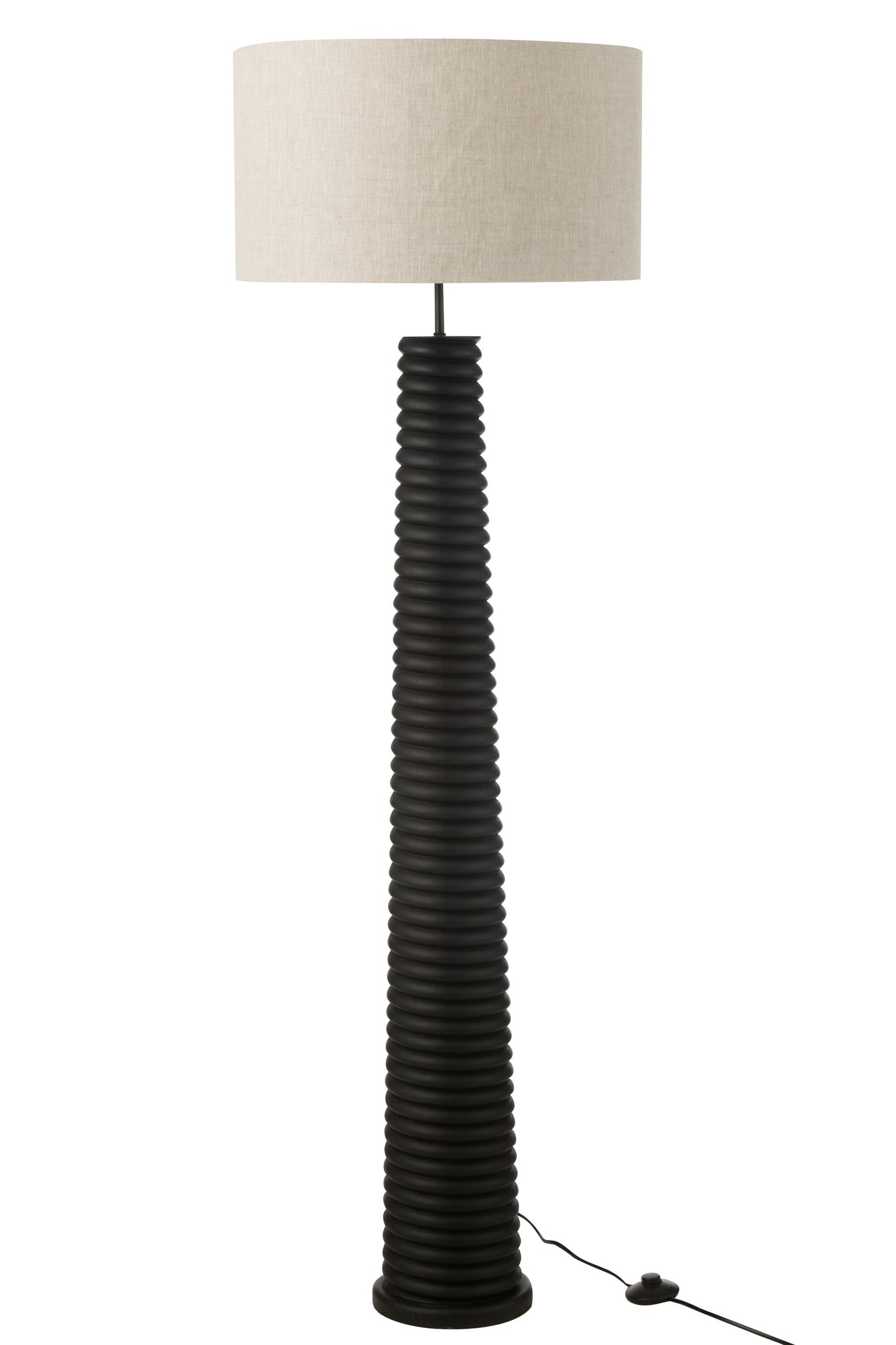 Floor Lamp Threaded Ailanthus Wood Black/Grey