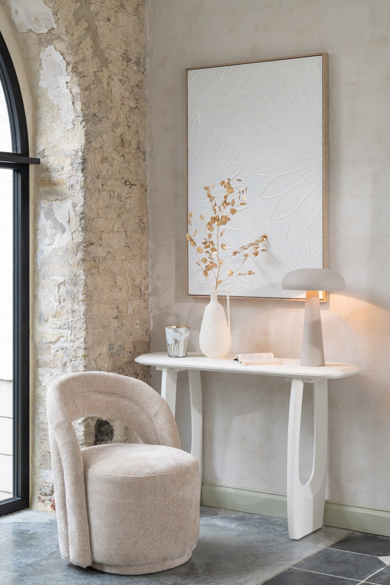 Akzentstuhl Textil Beige