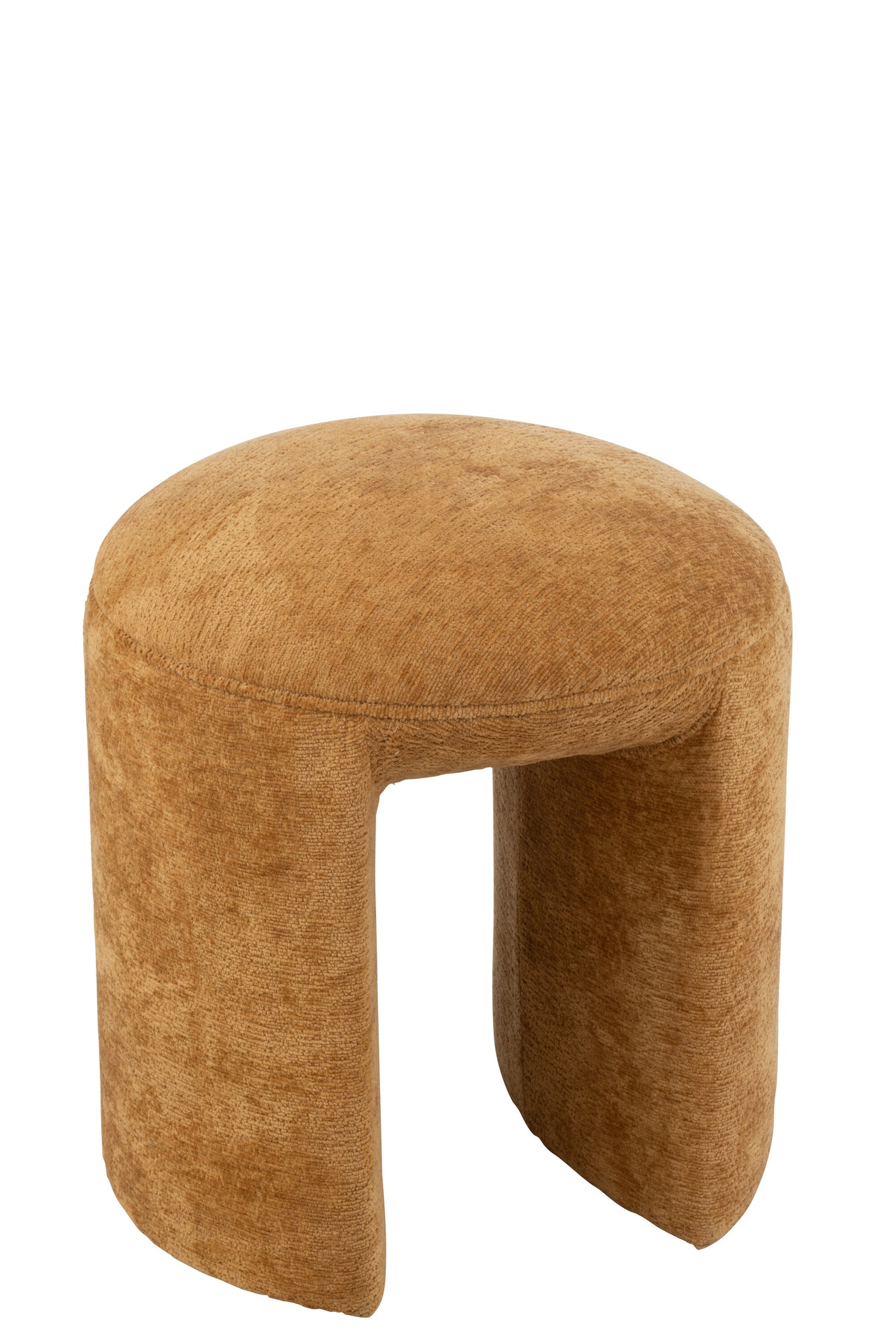 Textile kruk rond in oker stof