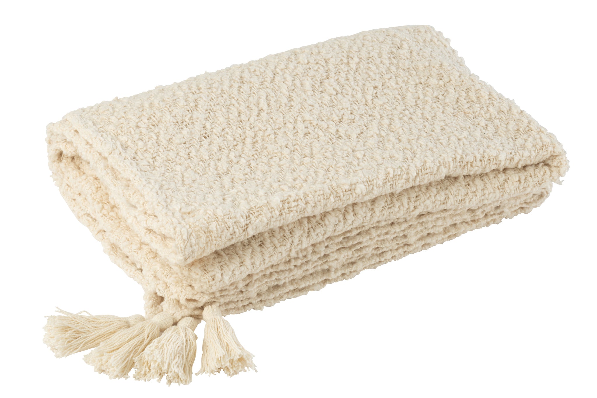Karomuster mit Quasten, Baumwolle, Creme