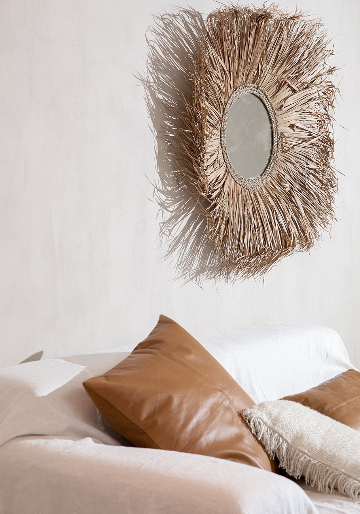 The Four Panel Leather Cushion Cover - Camel - 60x60