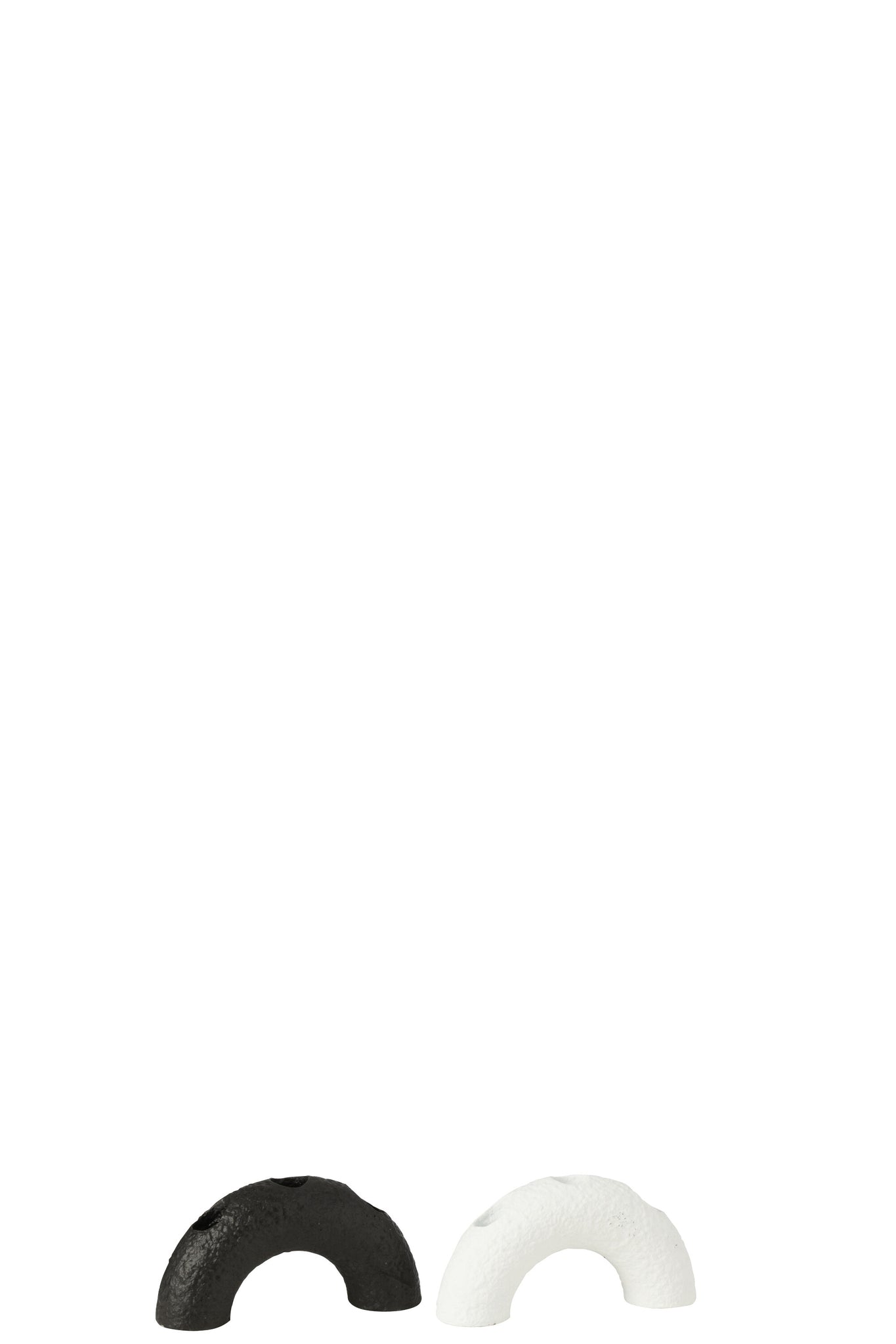 Candle Holder Arc Cement Black/White Assortment Of 2