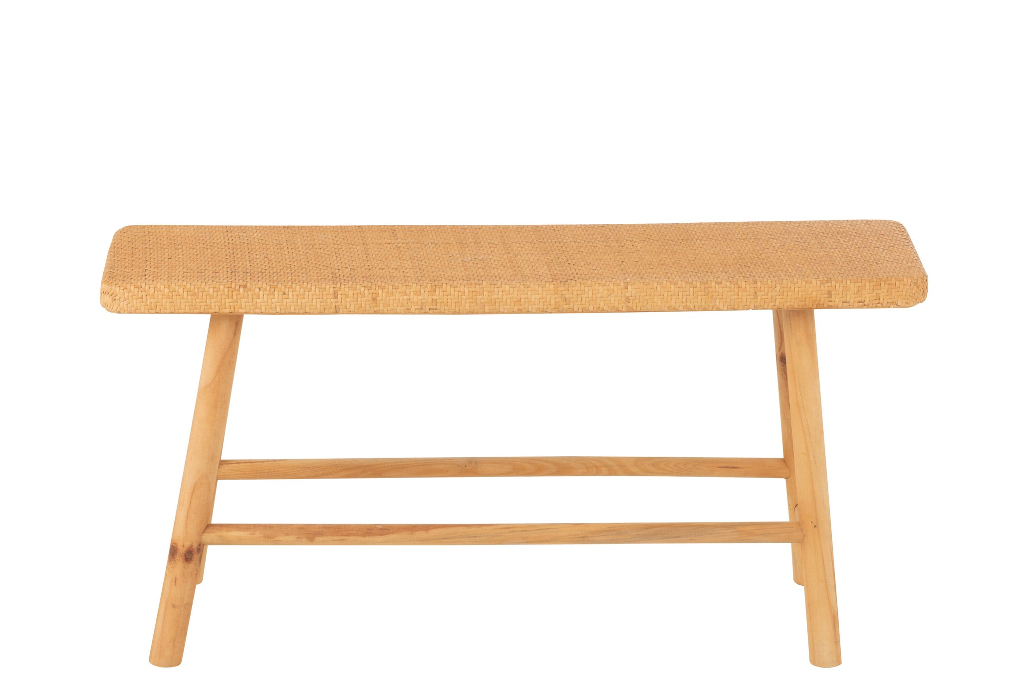 Bank rechteckig, aus Rattan/Tannenholz, natur