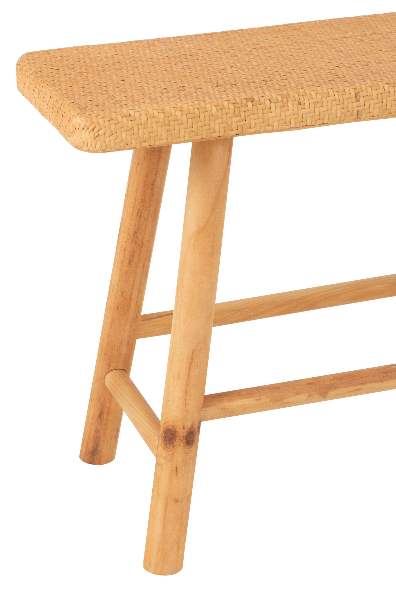 Bank rechteckig, aus Rattan/Tannenholz, natur