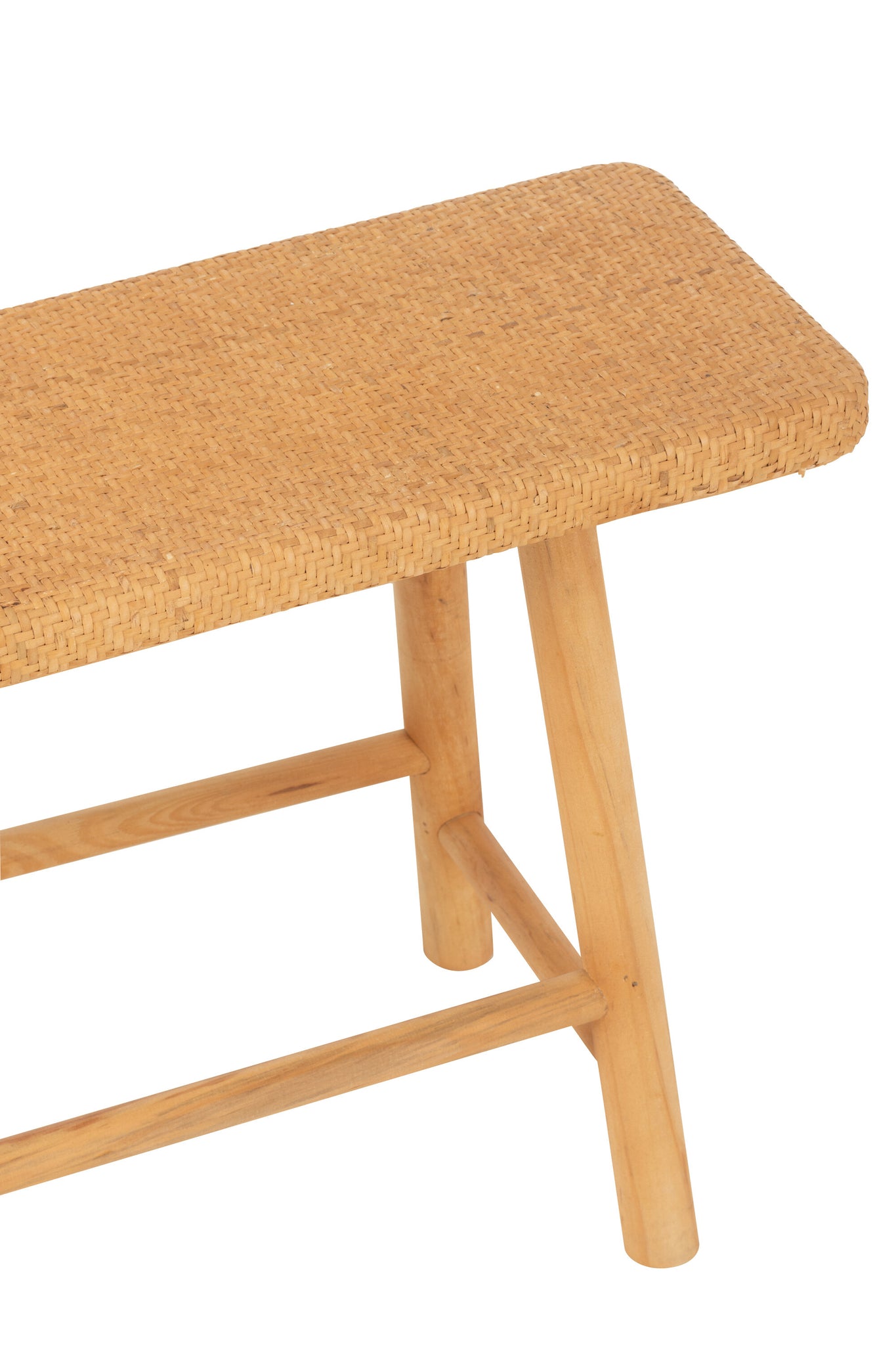 Bank rechteckig, aus Rattan/Tannenholz, natur