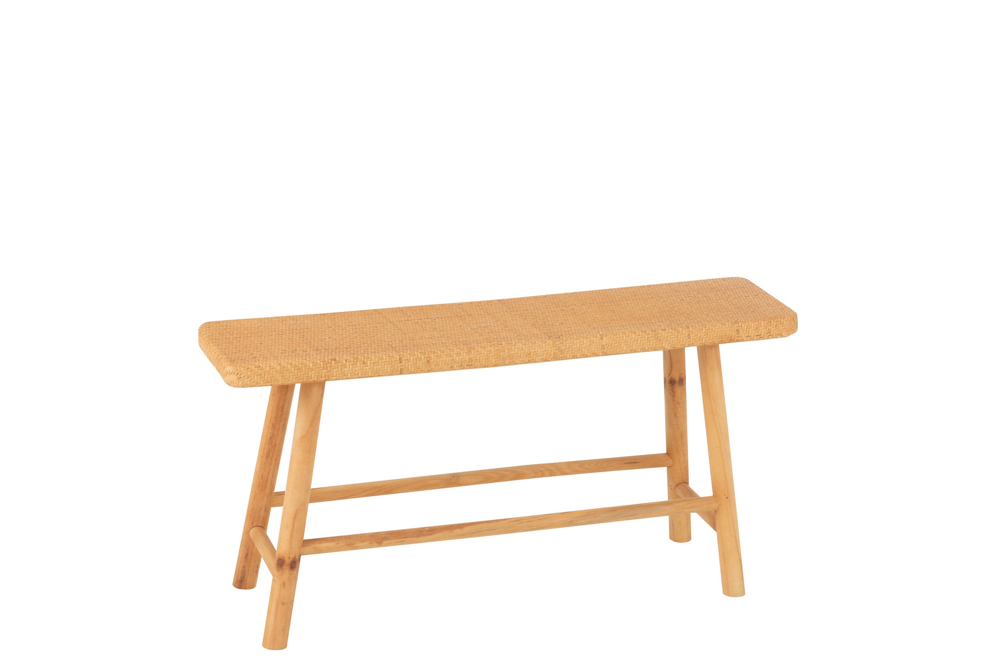 Bank rechteckig, aus Rattan/Tannenholz, natur