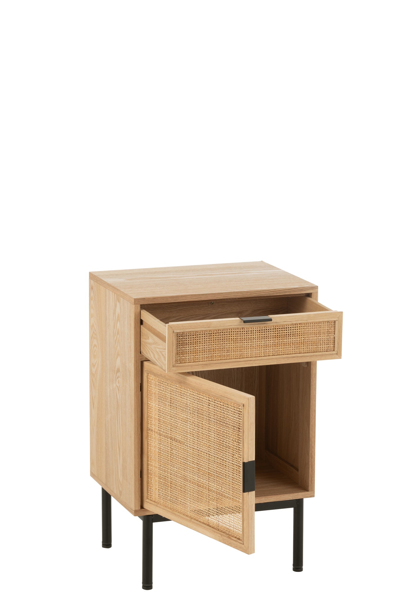 Night Table Square Mdf/Metal Natural/Black