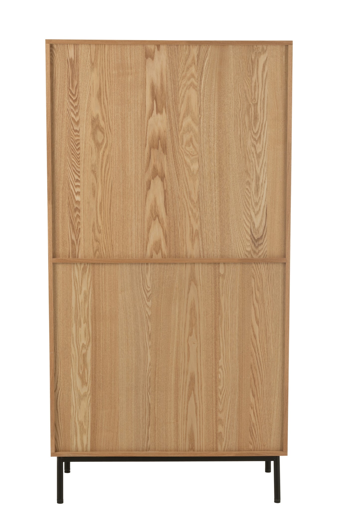 Opbergkast MDF Rotan Metaal Naturel Zwart 90x40x174 cm