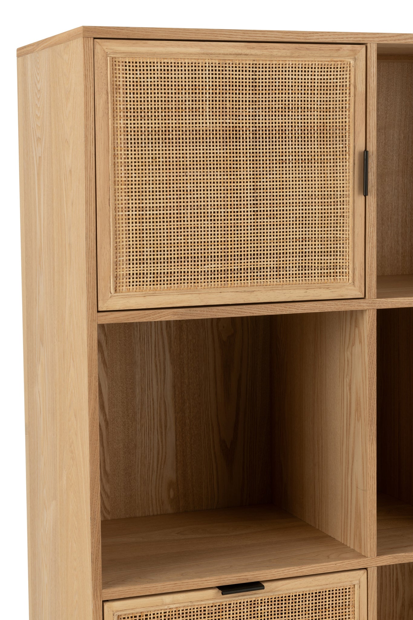 Opbergkast MDF Rotan Metaal Naturel Zwart 90x40x174 cm