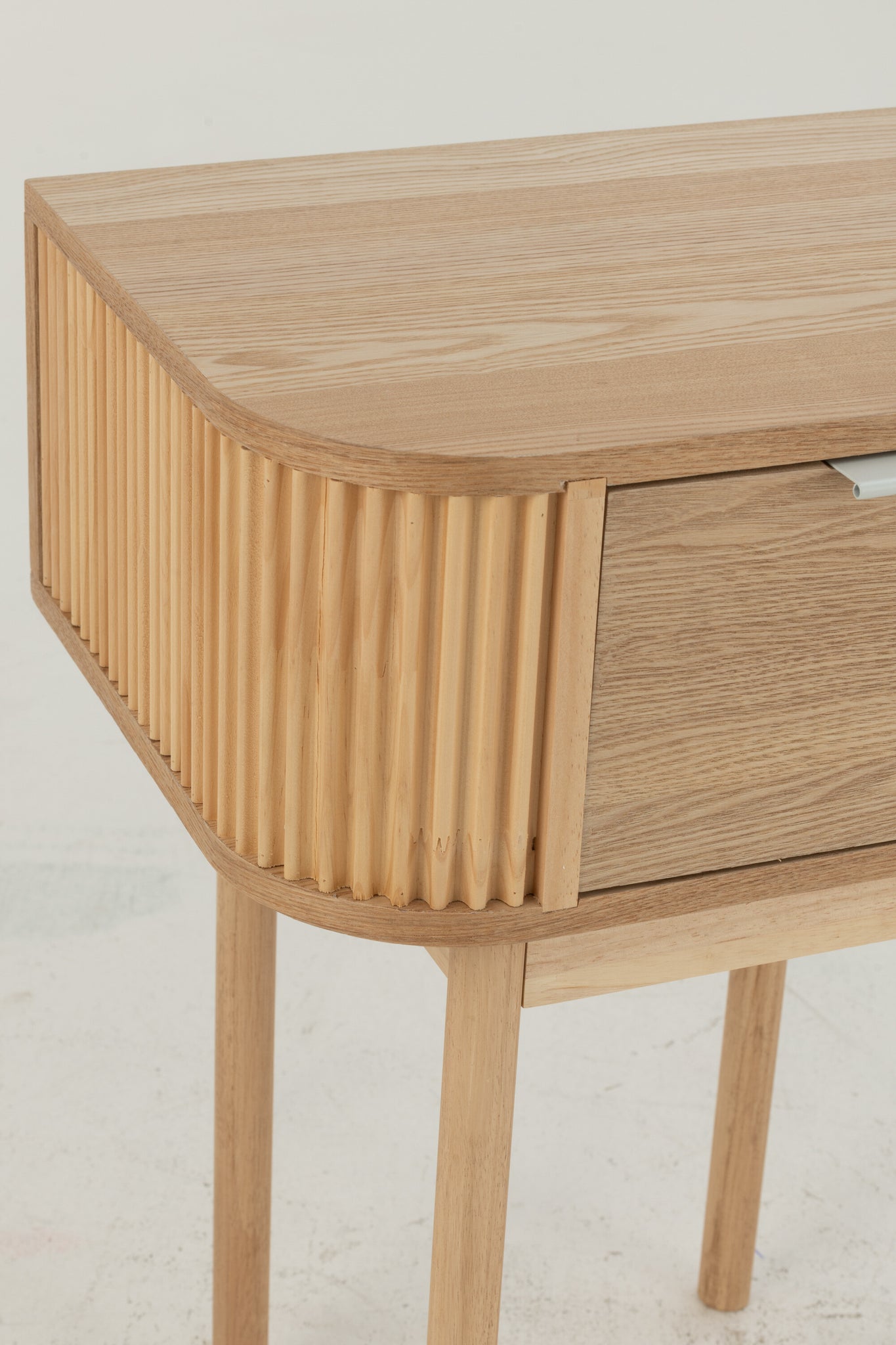 Night Table Rounded Mdf/Pine Wood Natural