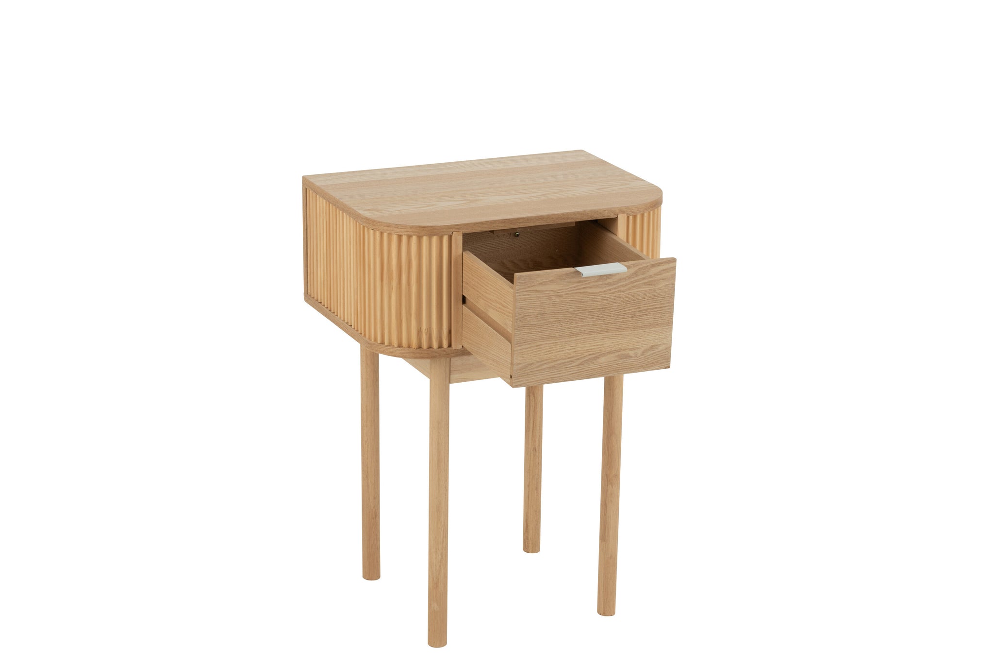 Night Table Rounded Mdf/Pine Wood Natural
