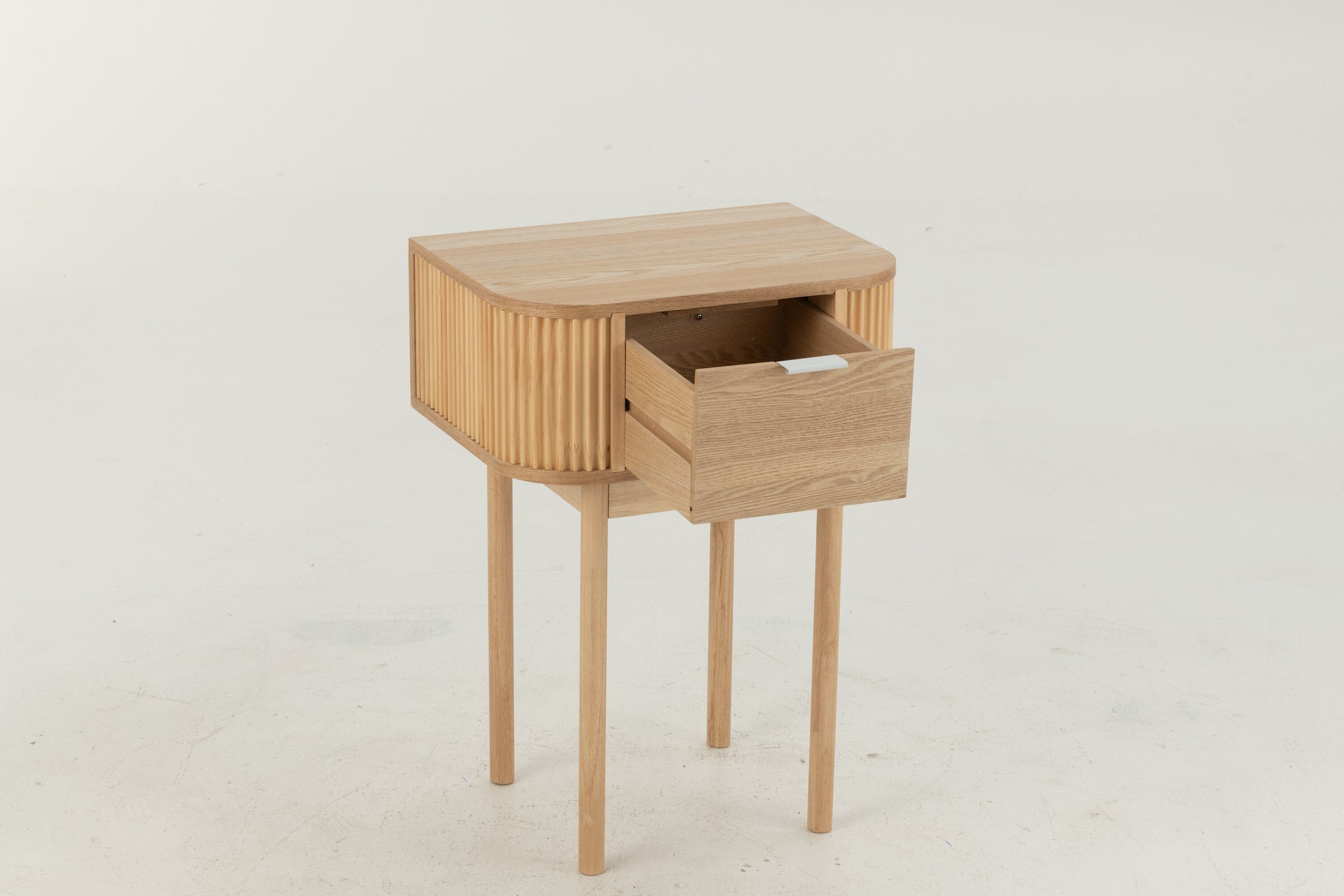 Night Table Rounded Mdf/Pine Wood Natural