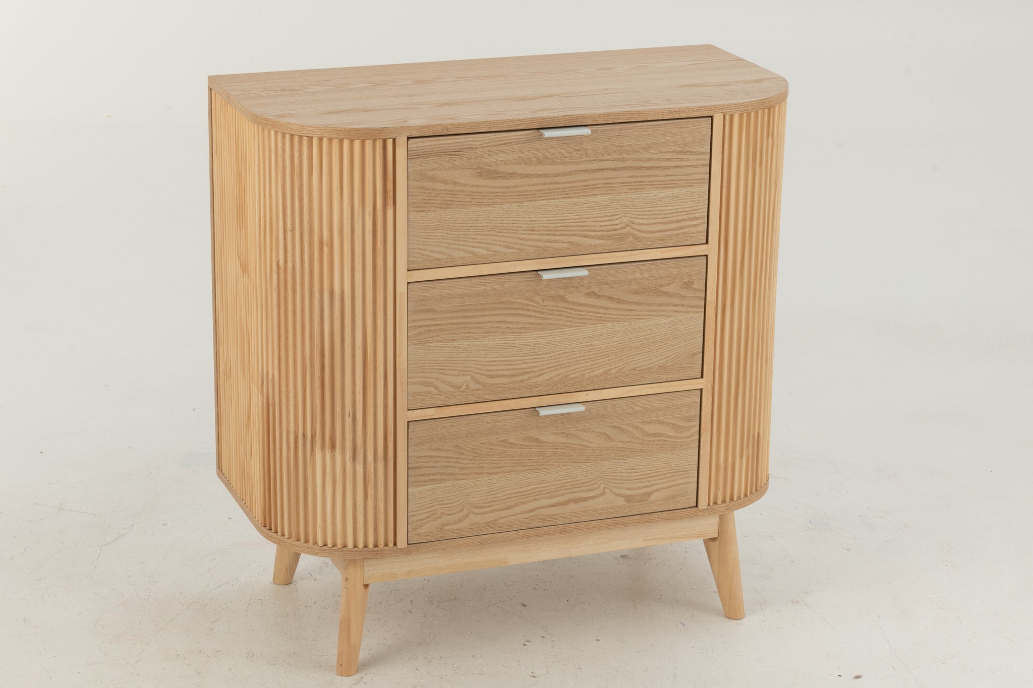 Kommode MDF Holz Rund Design Natur 80x40x80 cm