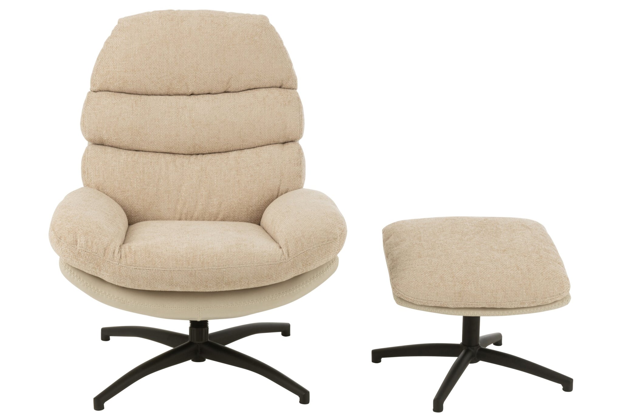 Relax Sofa + Hocker Metall/Sperrholz Grau/Schwarz
