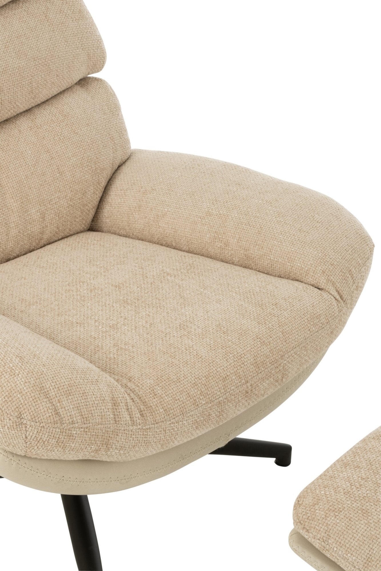 Relax Sofa + Hocker Metall/Sperrholz Grau/Schwarz