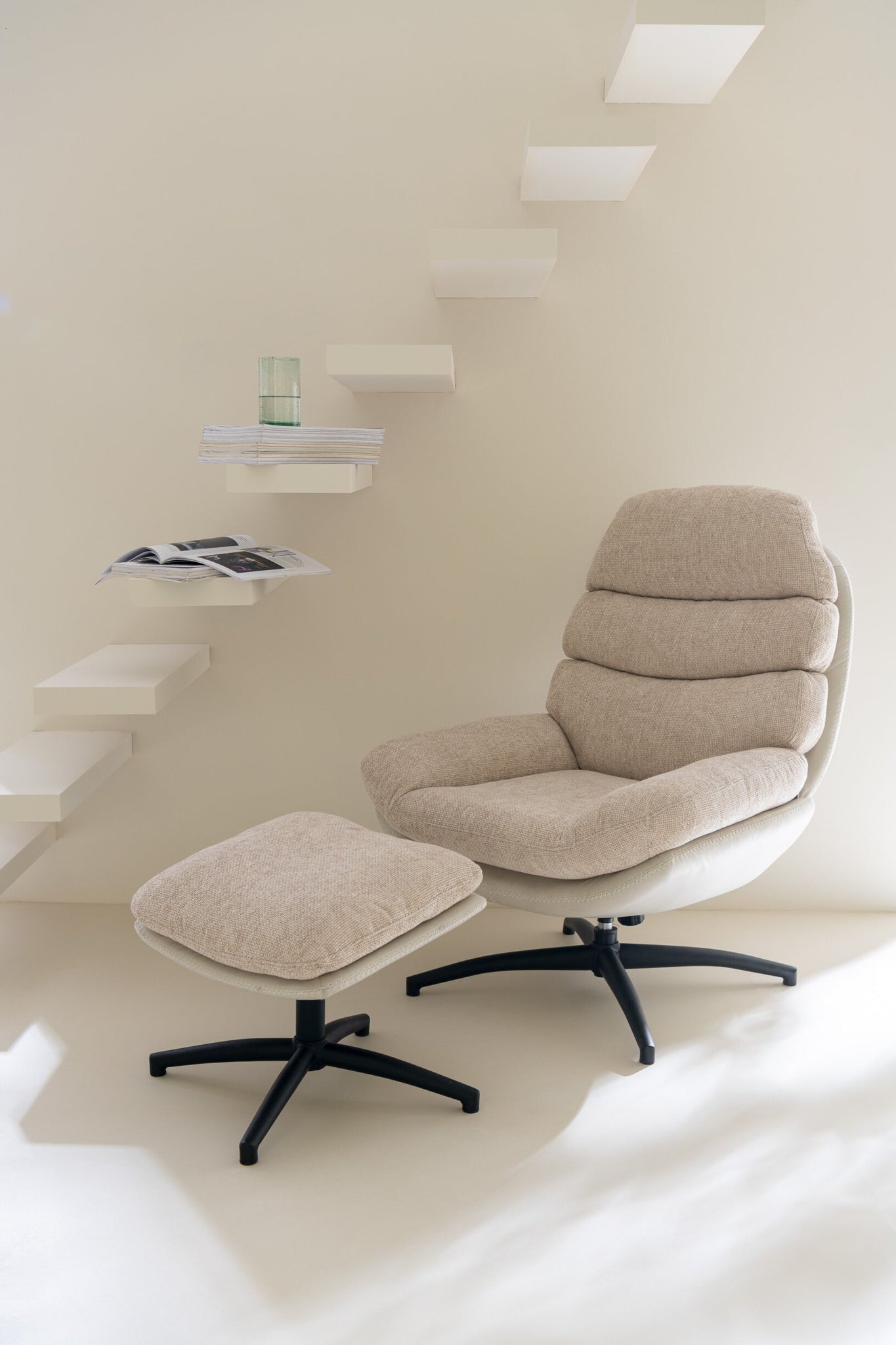 Relax Sofa + Hocker Metall/Sperrholz Grau/Schwarz