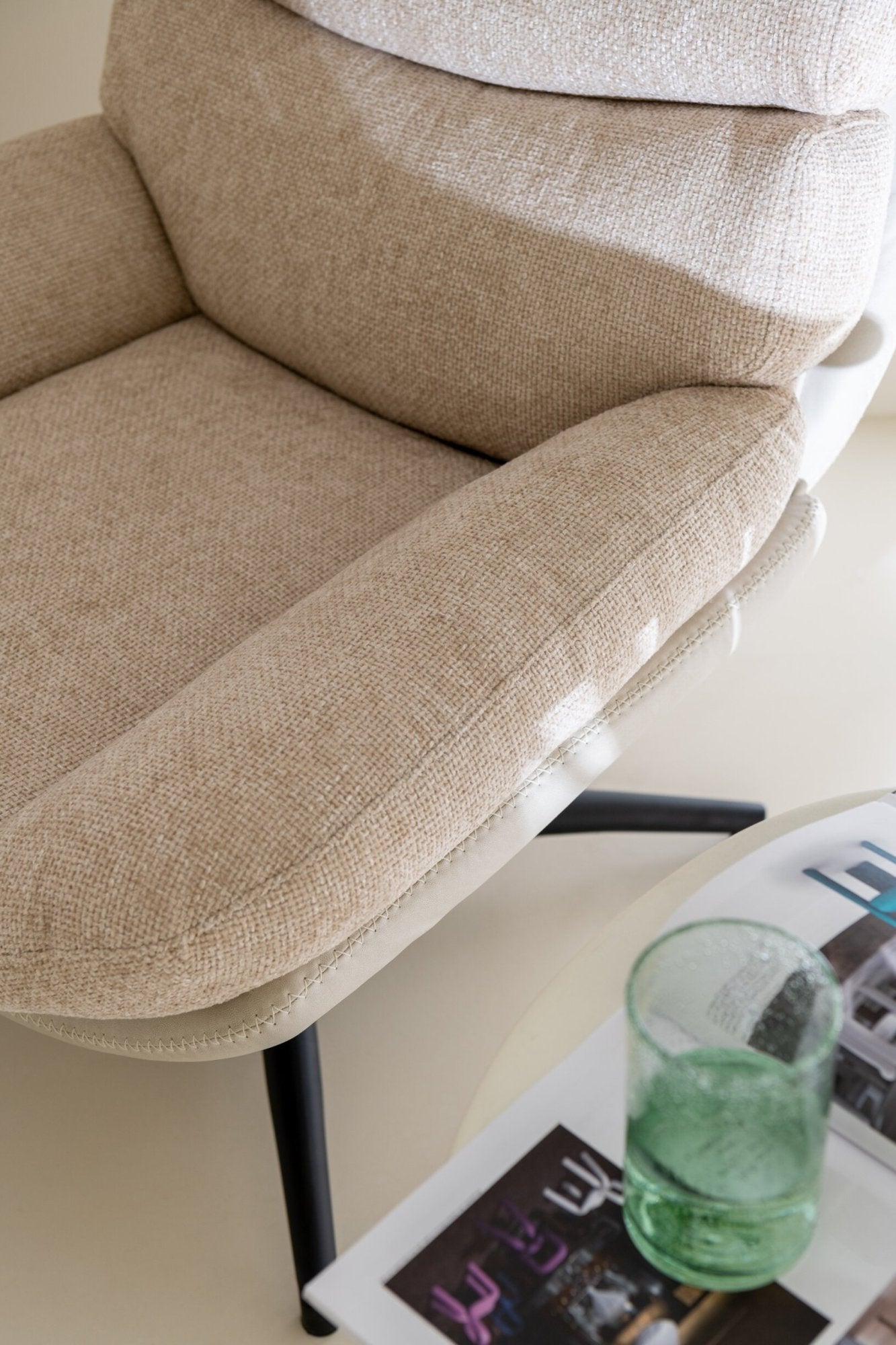 Relax Sofa + Hocker Metall/Sperrholz Grau/Schwarz
