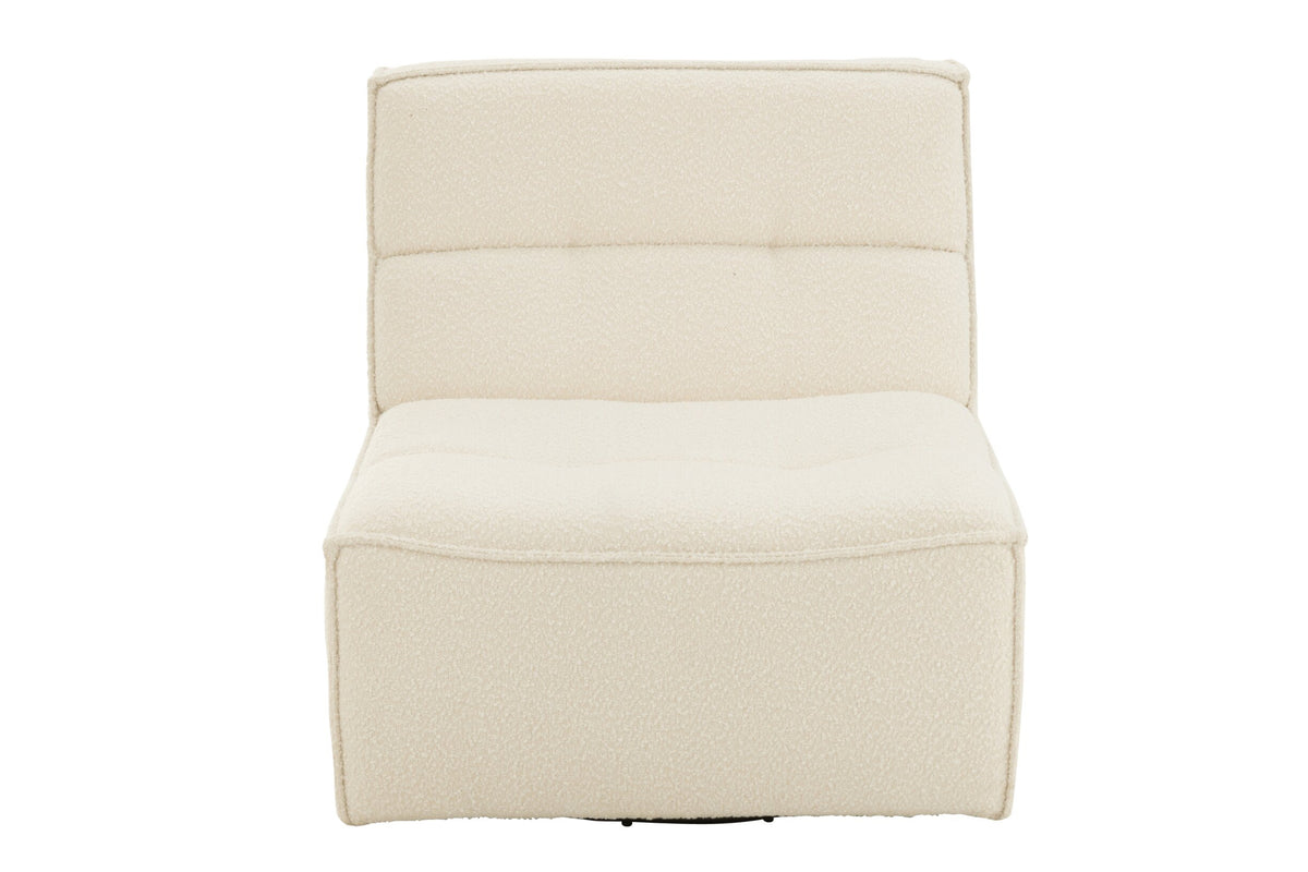 Drehstuhl, quadratisch, Pappelholz/Schaumstoff, Creme