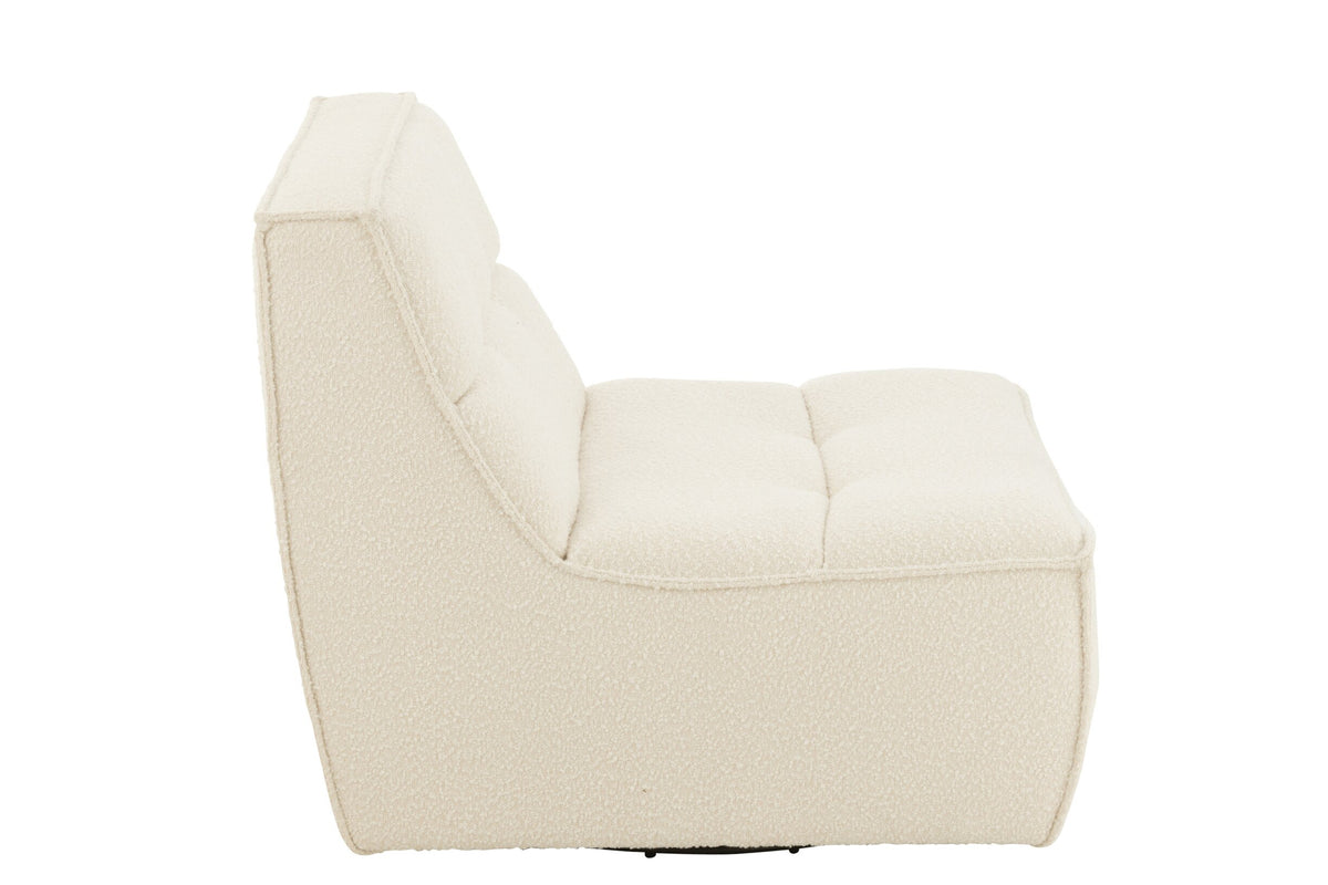 Drehstuhl, quadratisch, Pappelholz/Schaumstoff, Creme