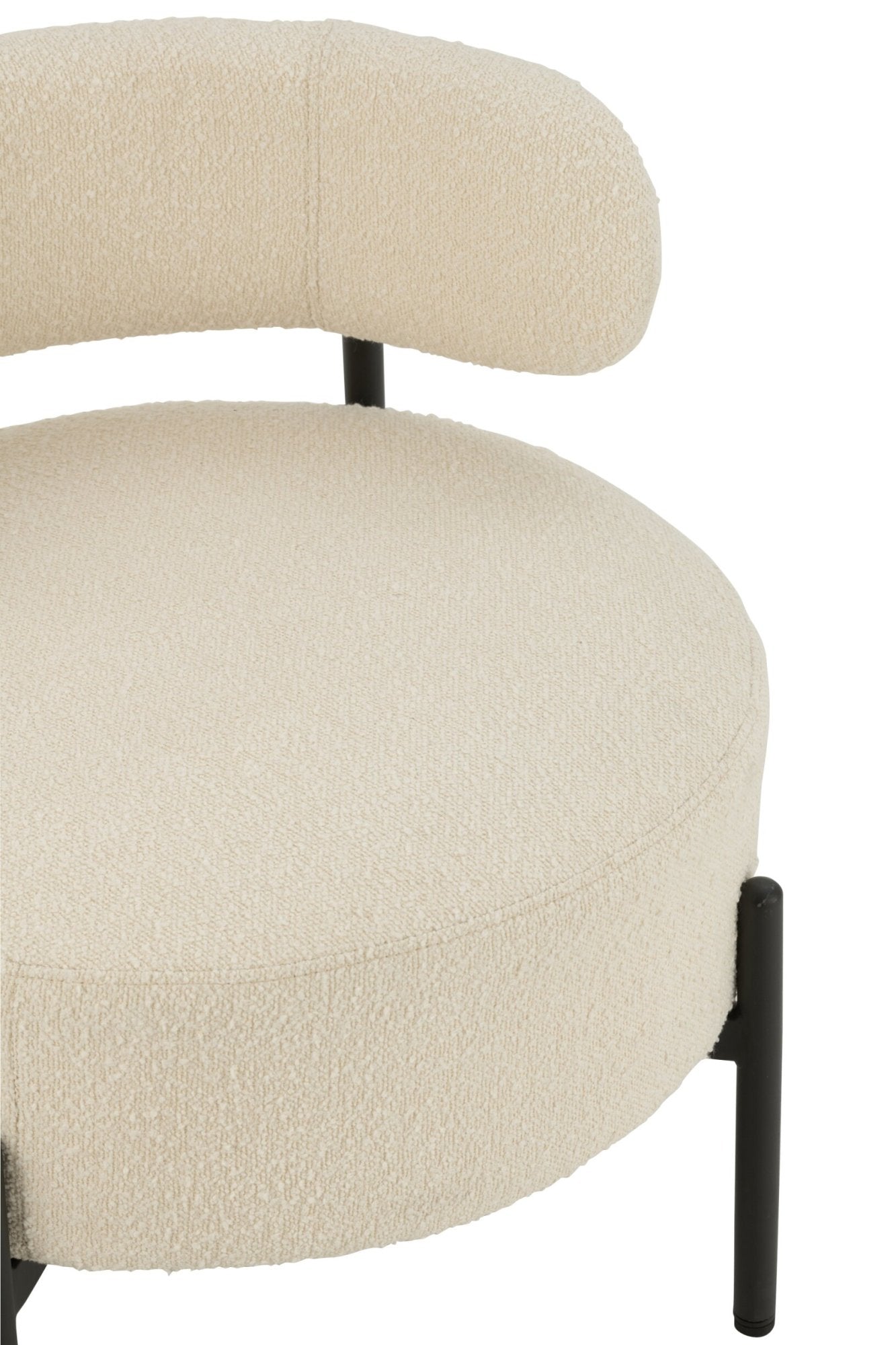 Lounge Sessel Bouclé Sperrholz/Polyester Weiß/Schwarz