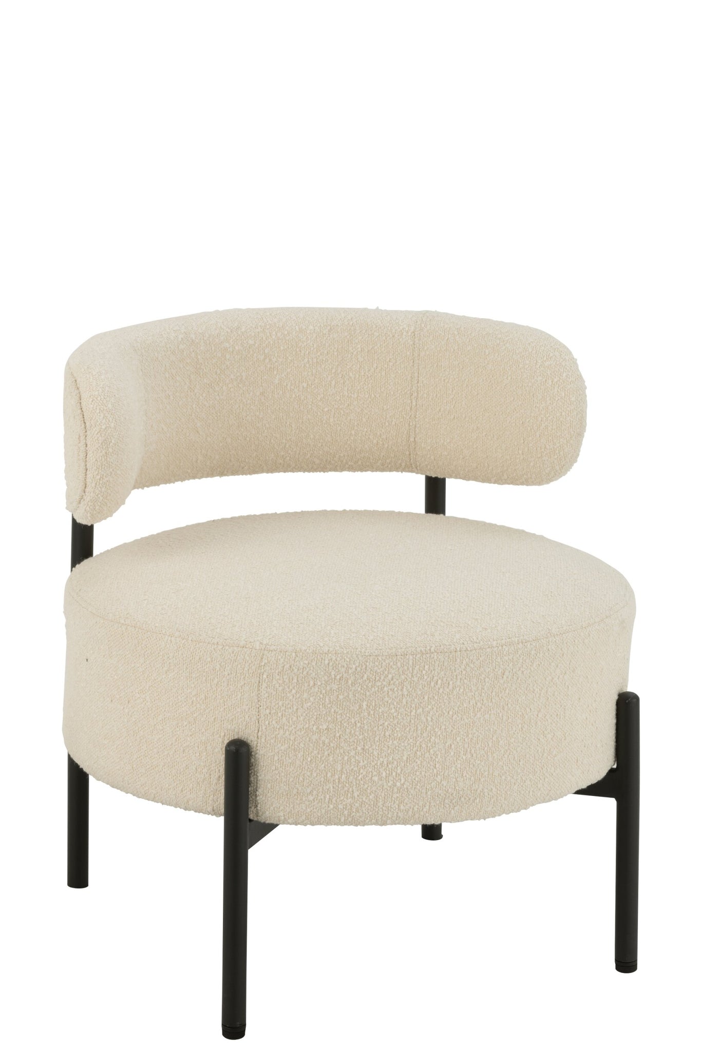 Lounge Sessel Bouclé Sperrholz/Polyester Weiß/Schwarz