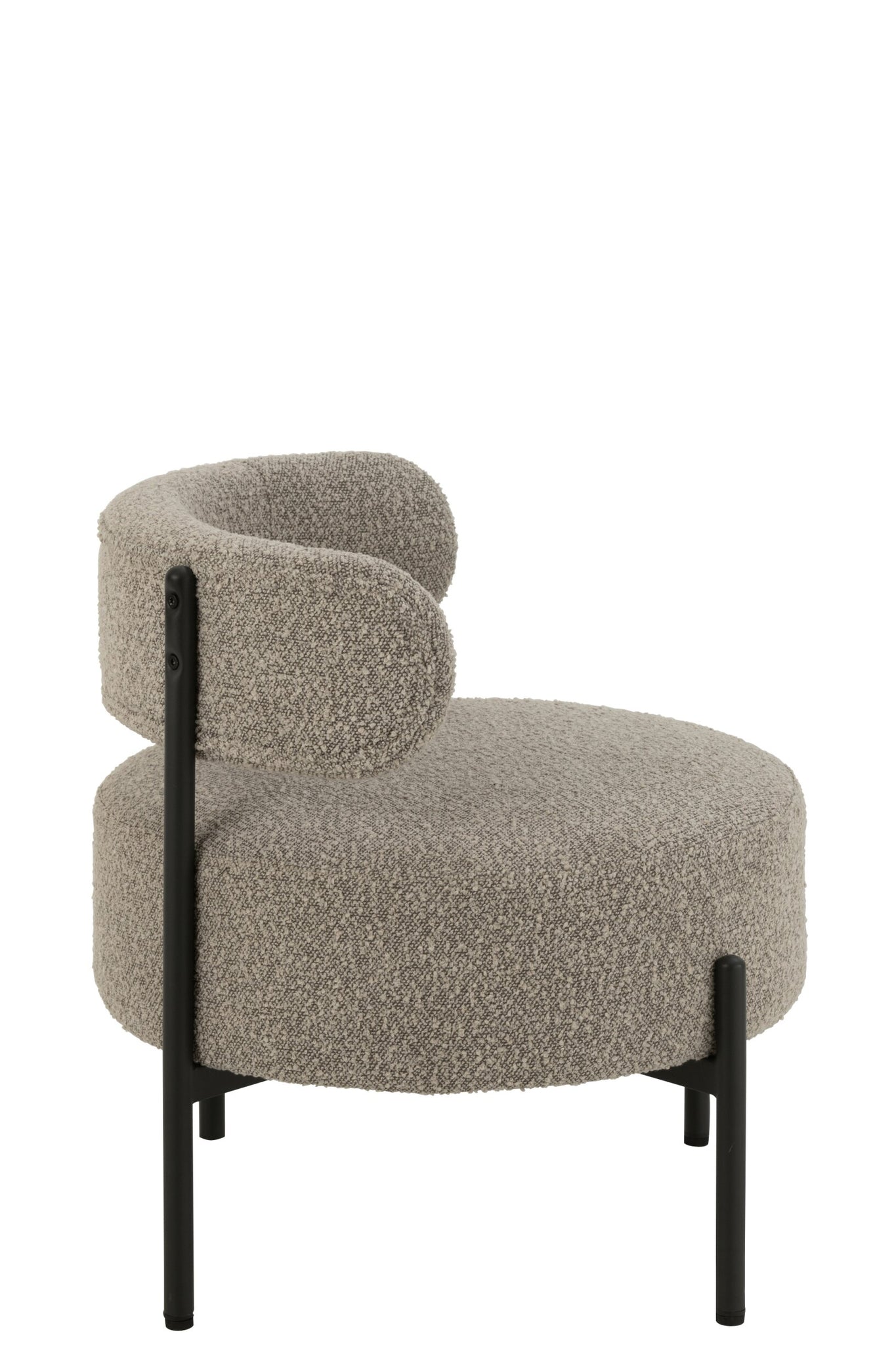 Loungesessel Bouclé Sperrholz/Polyester Grau/Schwarz